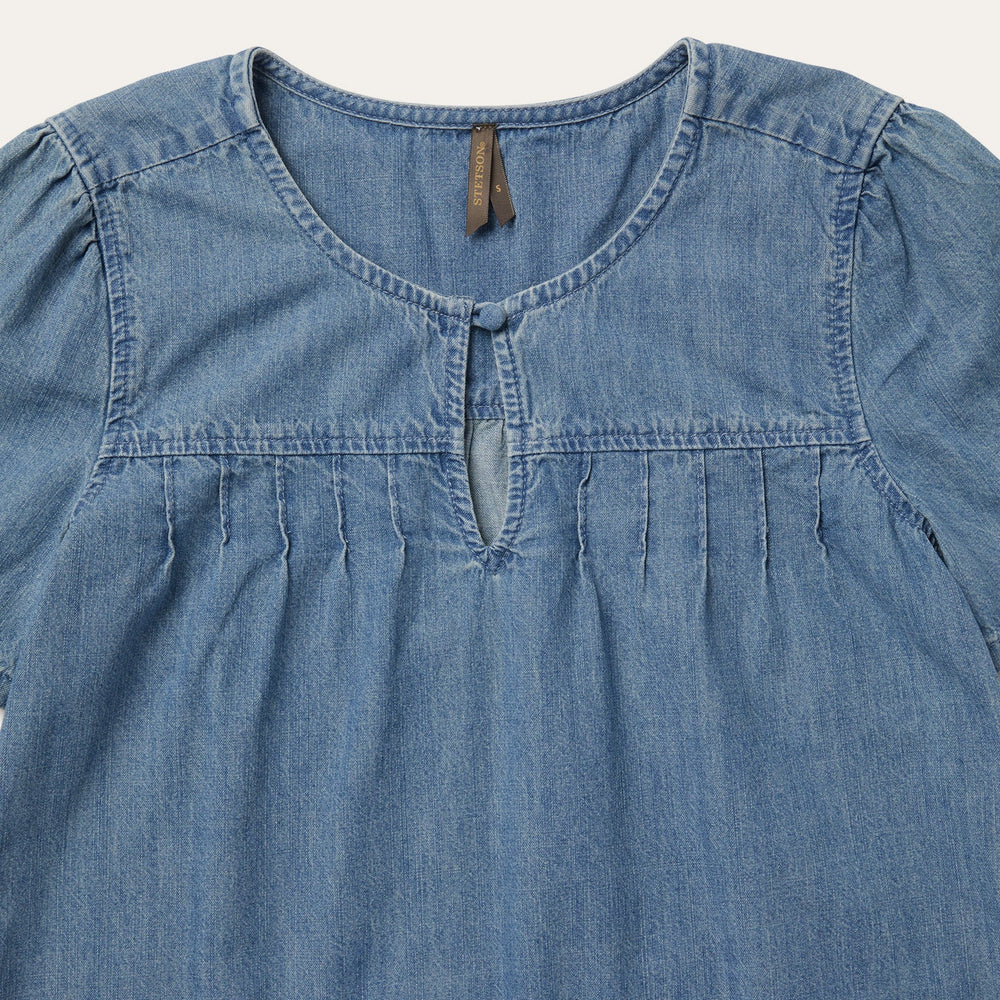 Short-Sleeved Denim Blouse Blue | Stetson Women