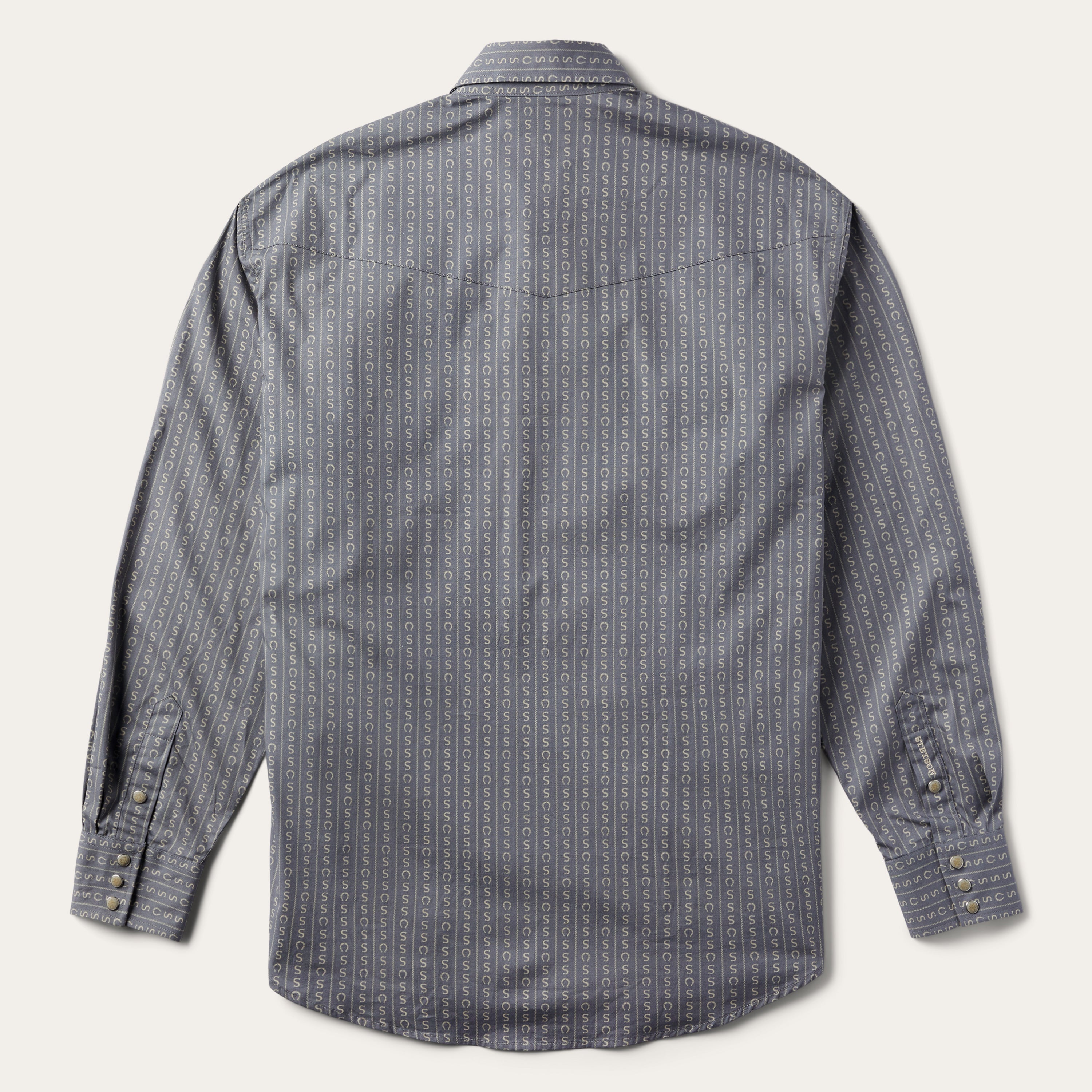 Horseshoe Stripe Print Shirt Grey | Stetson Men
