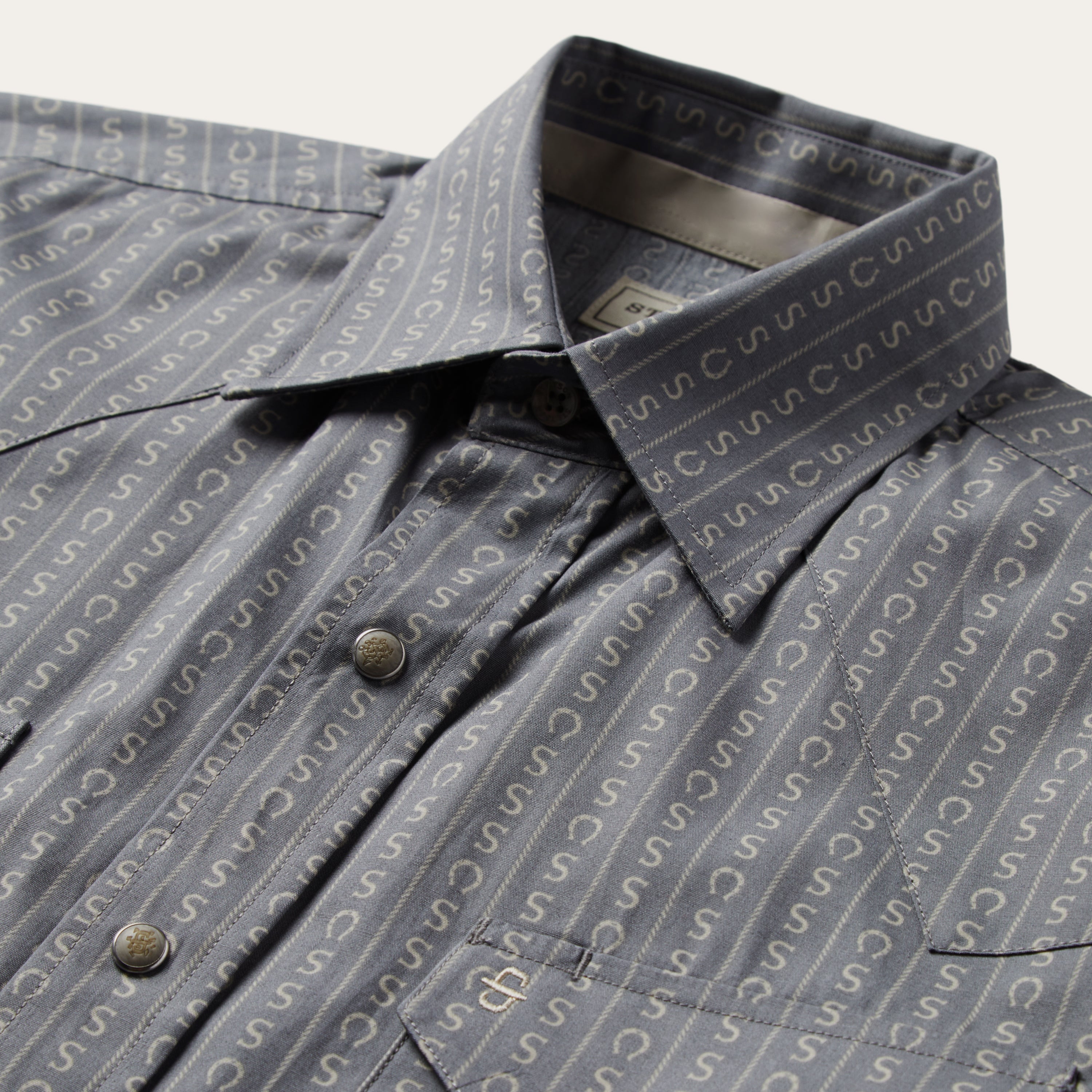 Horseshoe Stripe Print Shirt Grey | Stetson Men