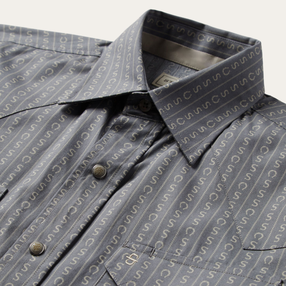 Horseshoe Stripe Print Shirt Grey | Stetson Men
