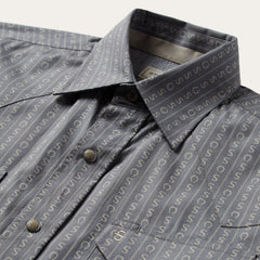 Horseshoe Stripe Print Shirt Grey | Stetson Men