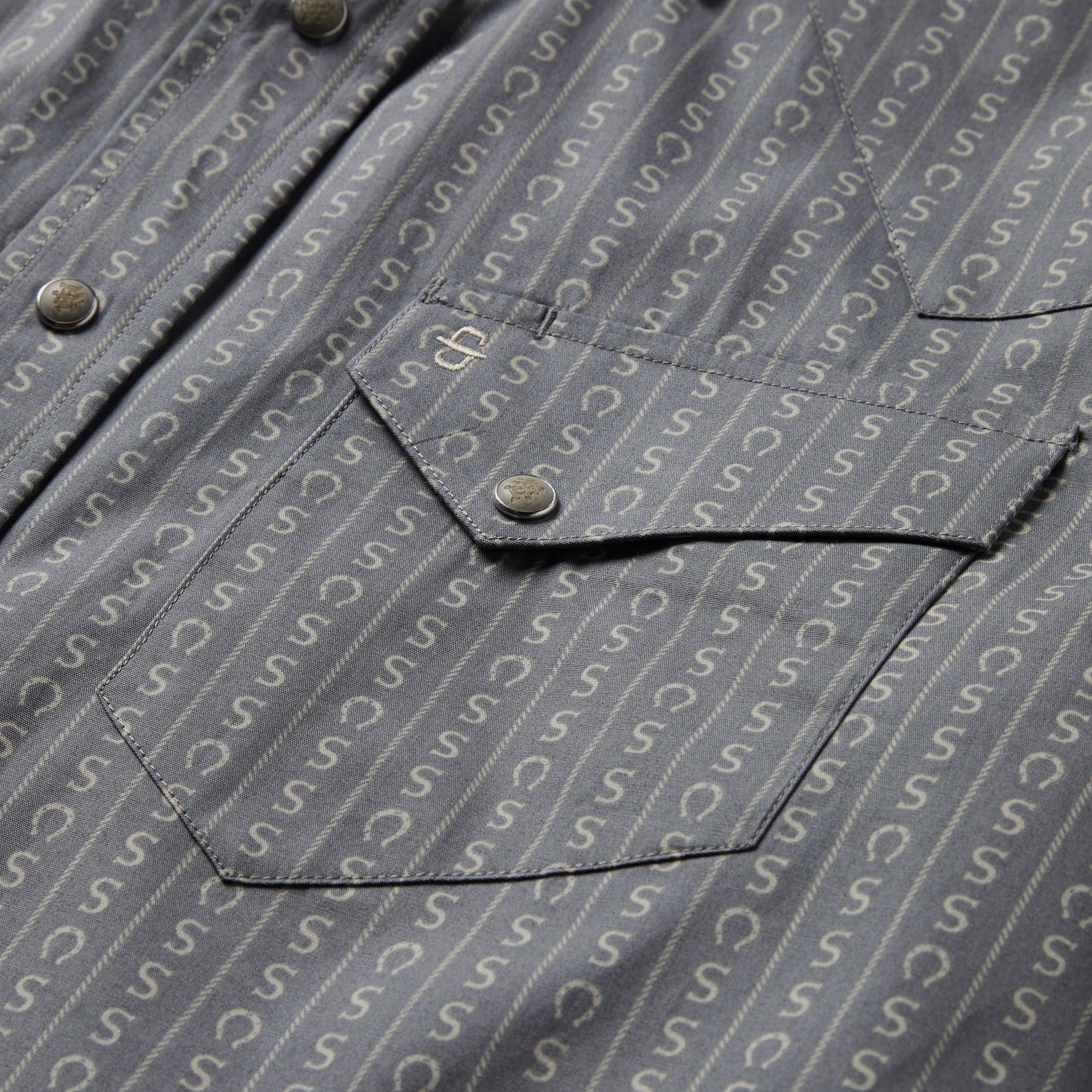 Horseshoe Stripe Print Shirt Grey | Stetson Men