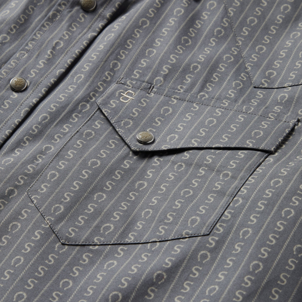 Horseshoe Stripe Print Shirt Grey | Stetson Men