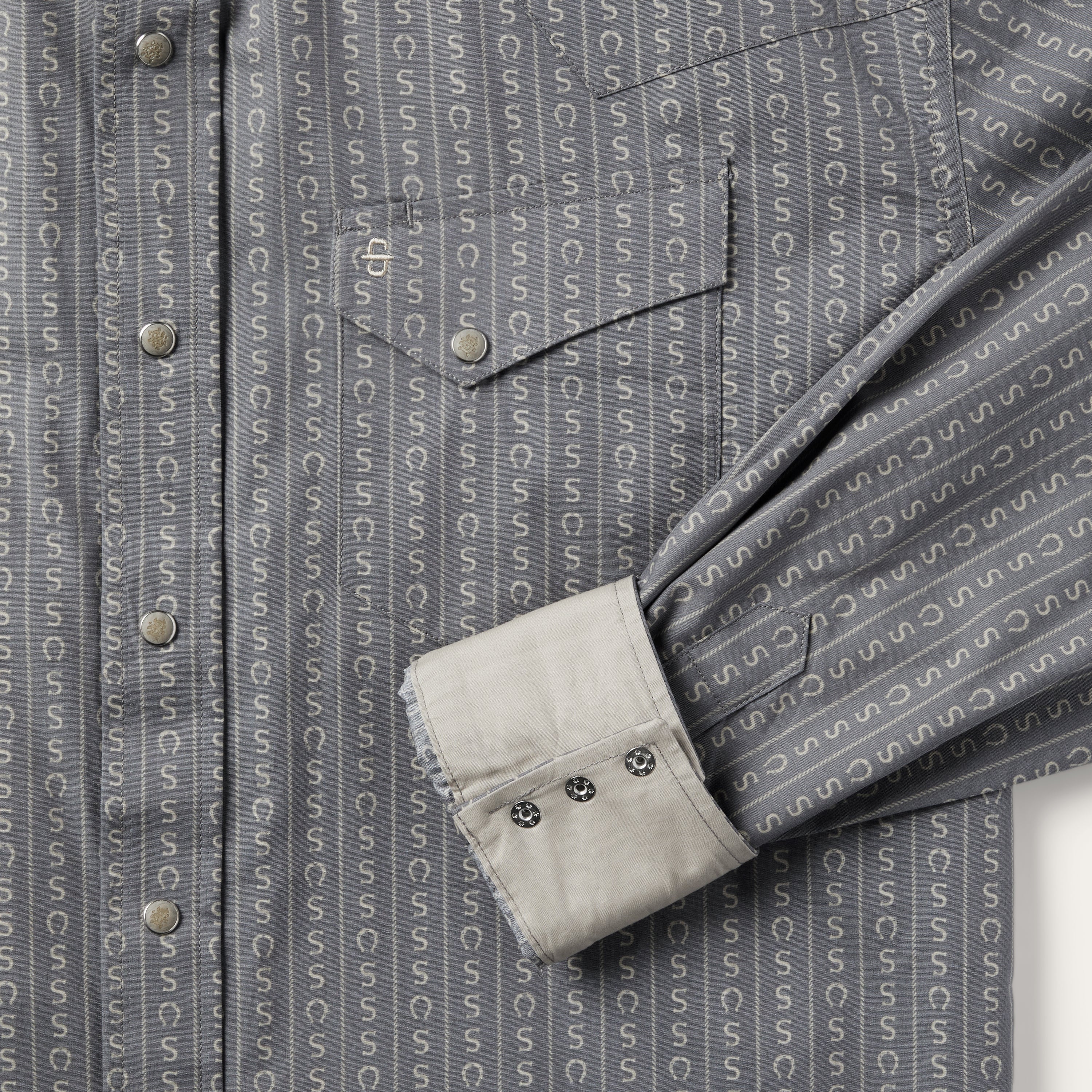 Horseshoe Stripe Print Shirt Grey | Stetson Men