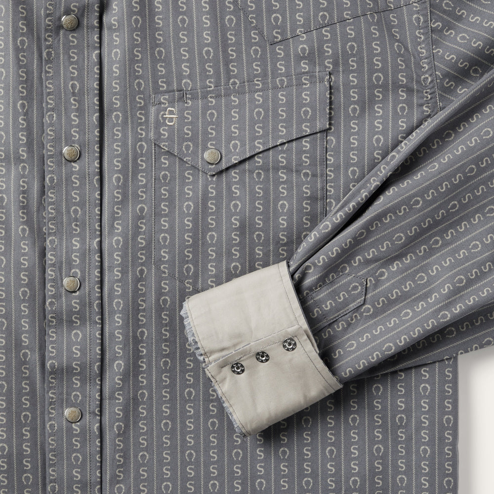 Horseshoe Stripe Print Shirt Grey | Stetson Men