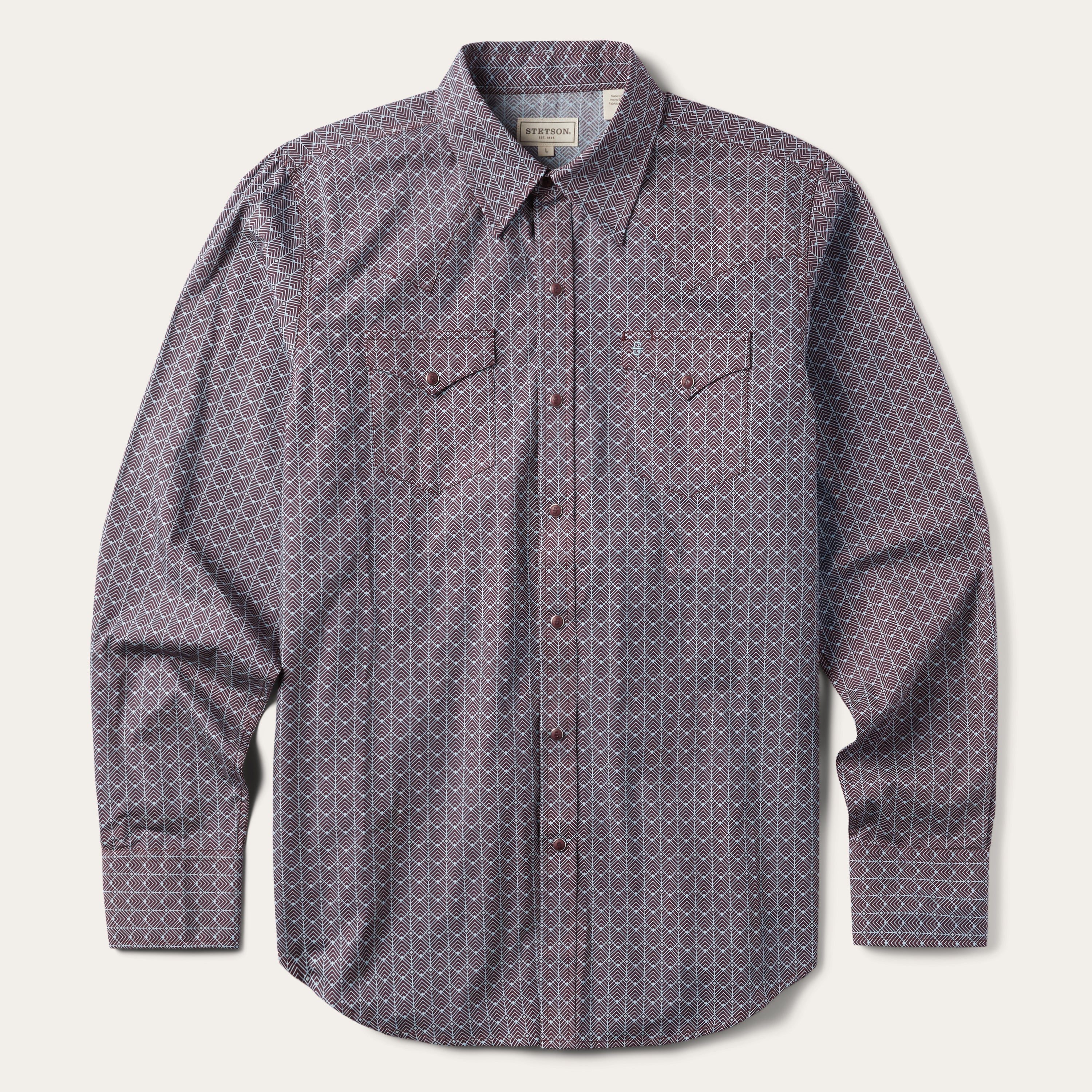 Chevron Grid Shirt Brown | Stetson Men