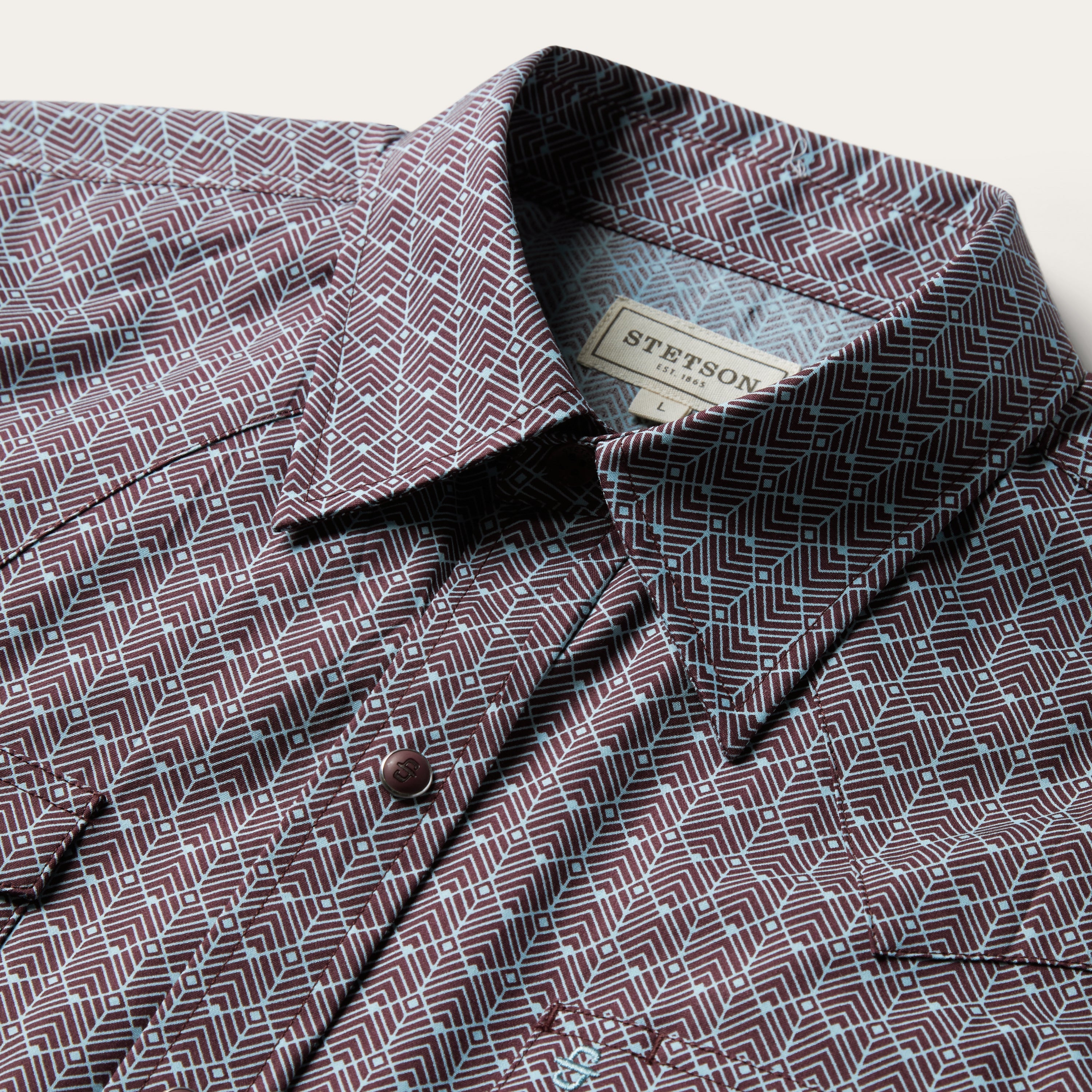 Chevron Grid Shirt Brown | Stetson Men