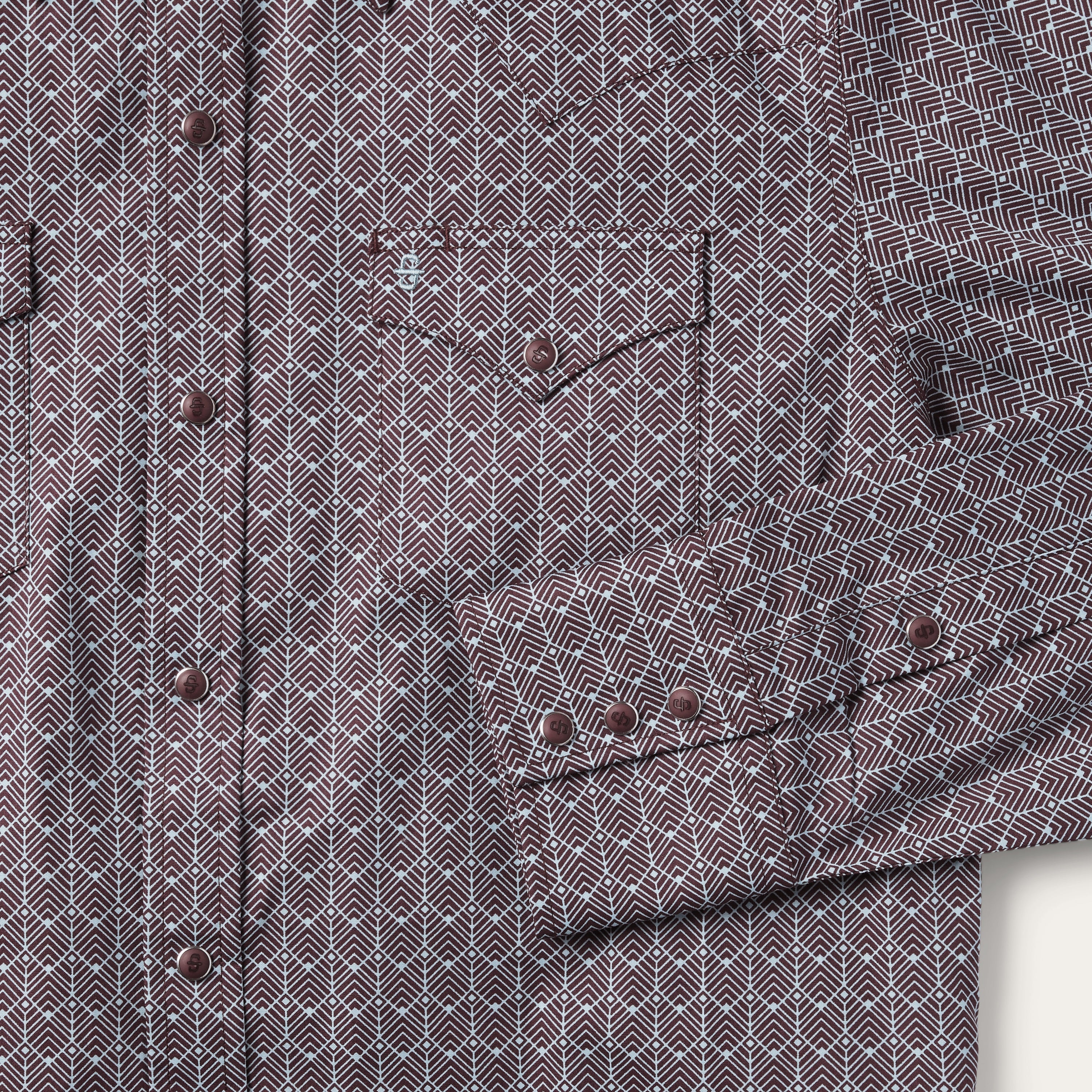 Chevron Grid Shirt Brown | Stetson Men