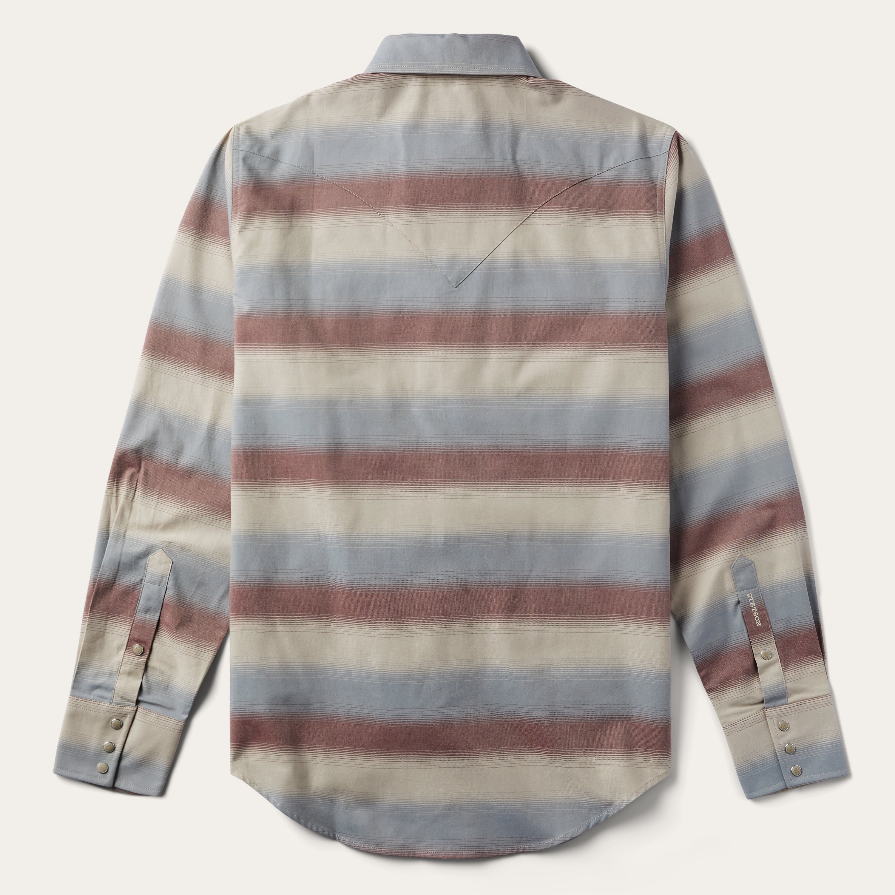 Ombre Stripe Twill Shirt Wine | Stetson Men