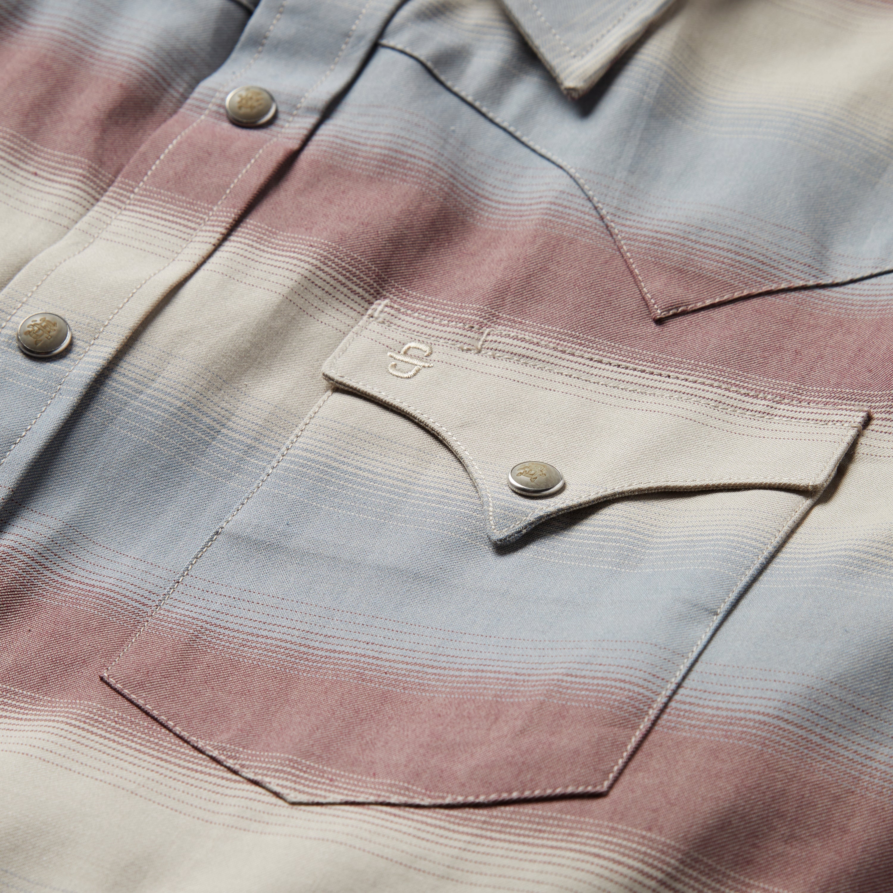Ombre Stripe Twill Shirt Wine | Stetson Men