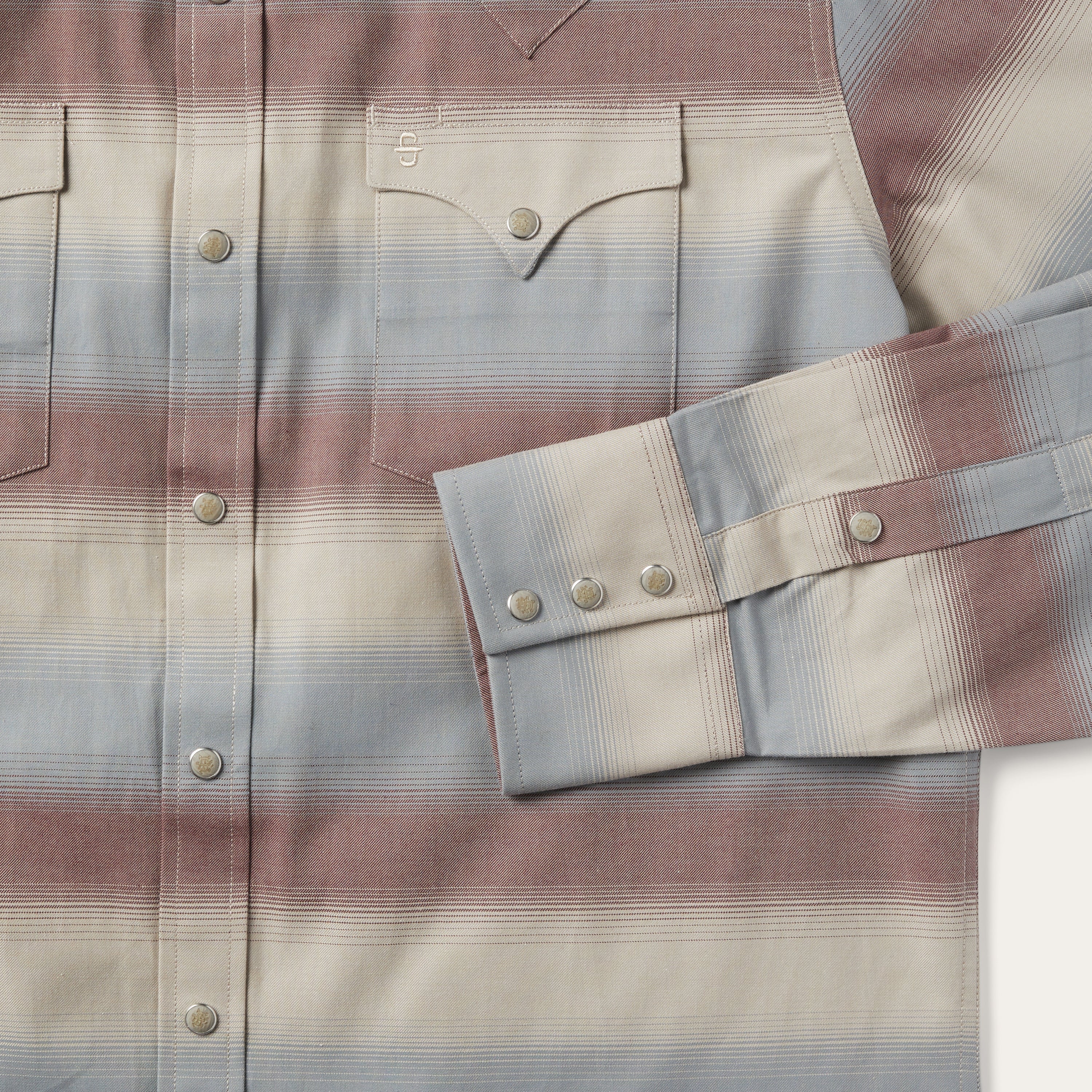 Ombre Stripe Twill Shirt Wine | Stetson Men