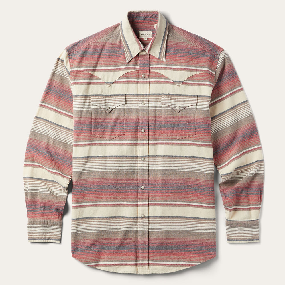 Brushed Twill Striped Shirt Red | Stetson Men