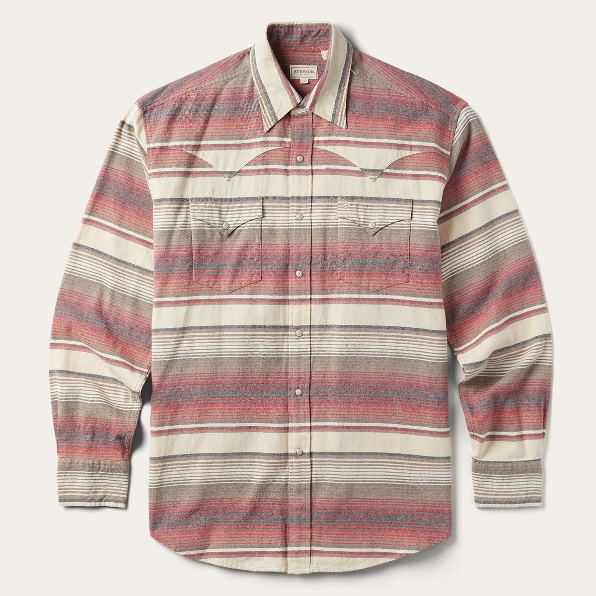 Brushed Twill Striped Shirt Red | Stetson Men