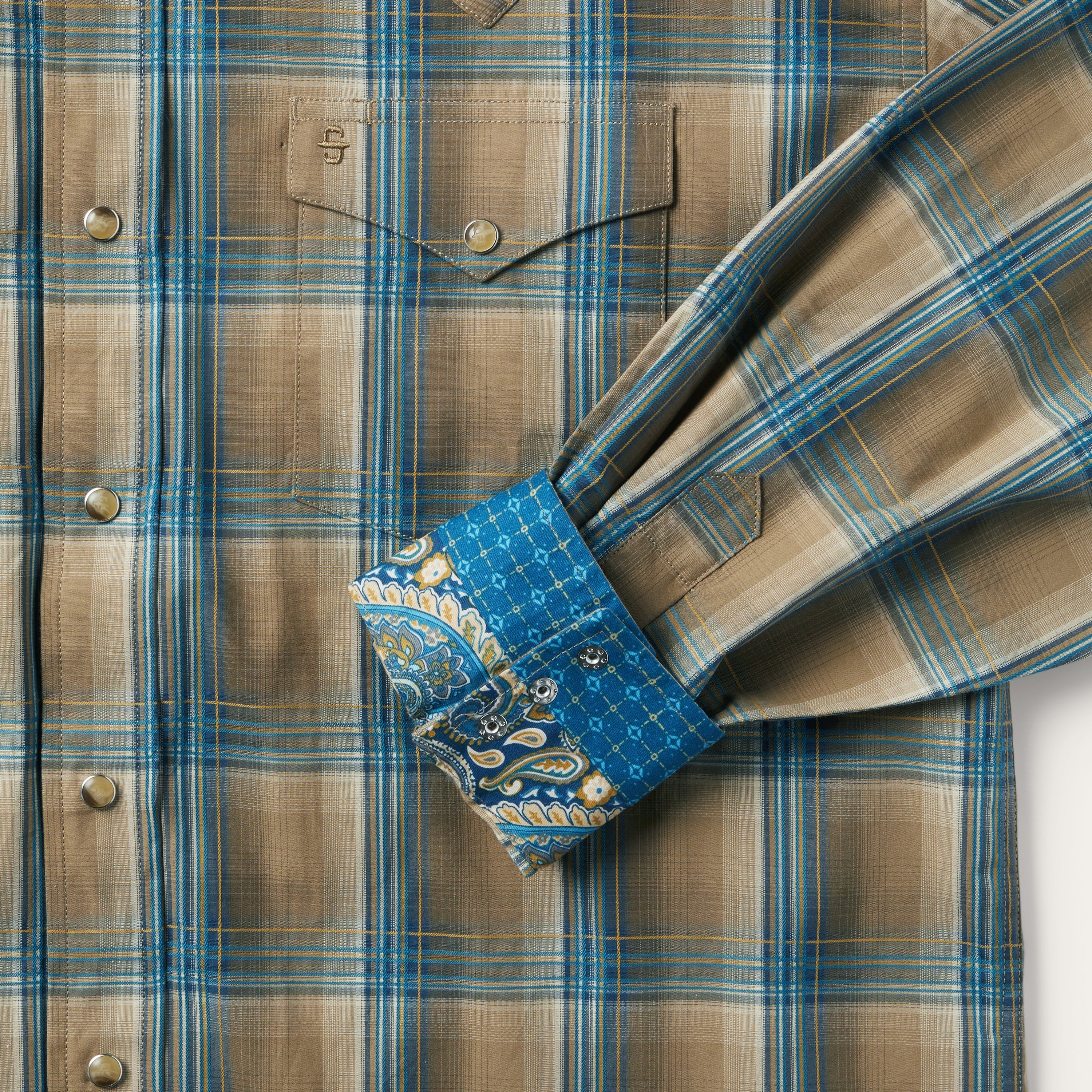 Khaki Ombre Plaid Shirt Brown | Stetson Men