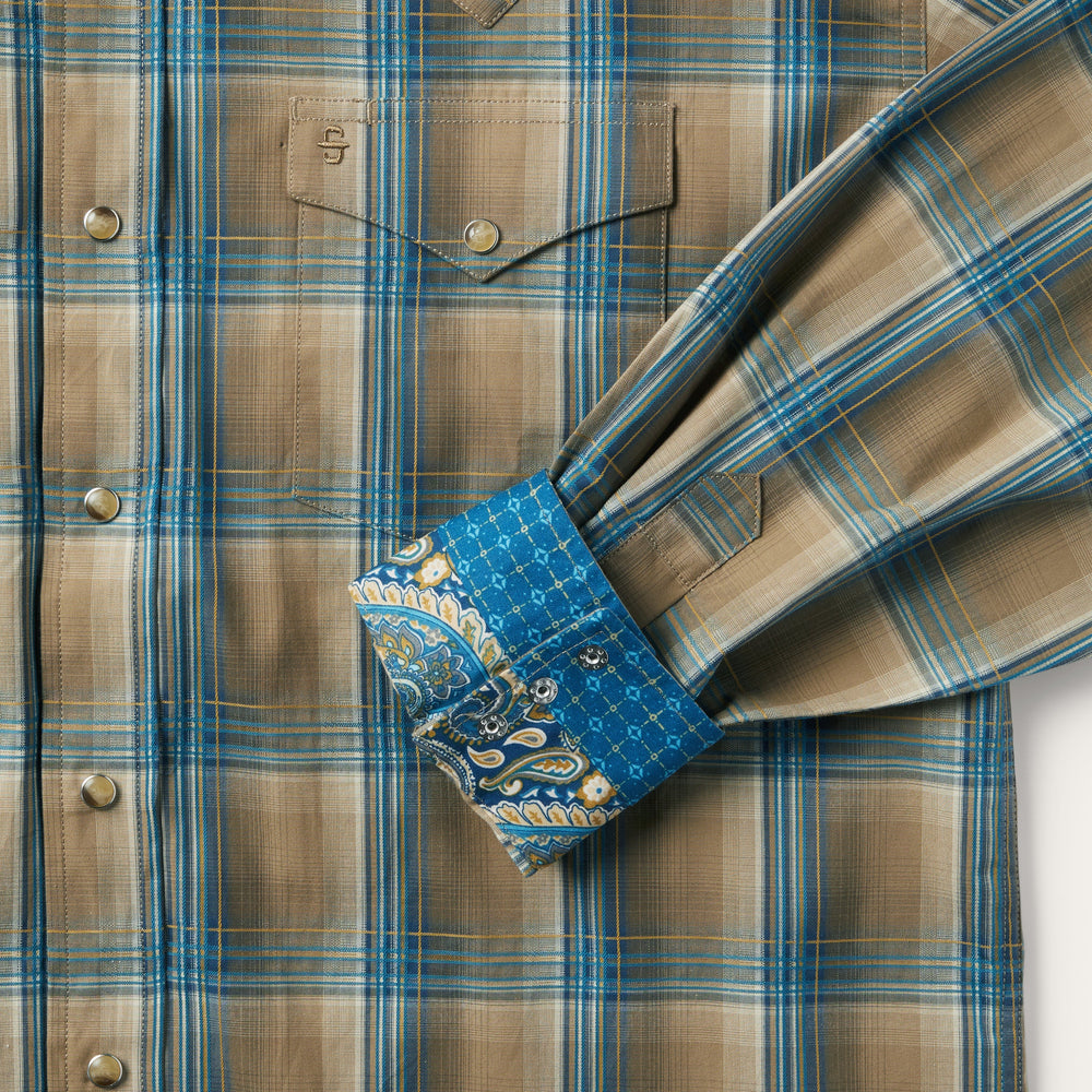 Khaki Ombre Plaid Shirt Brown | Stetson Men
