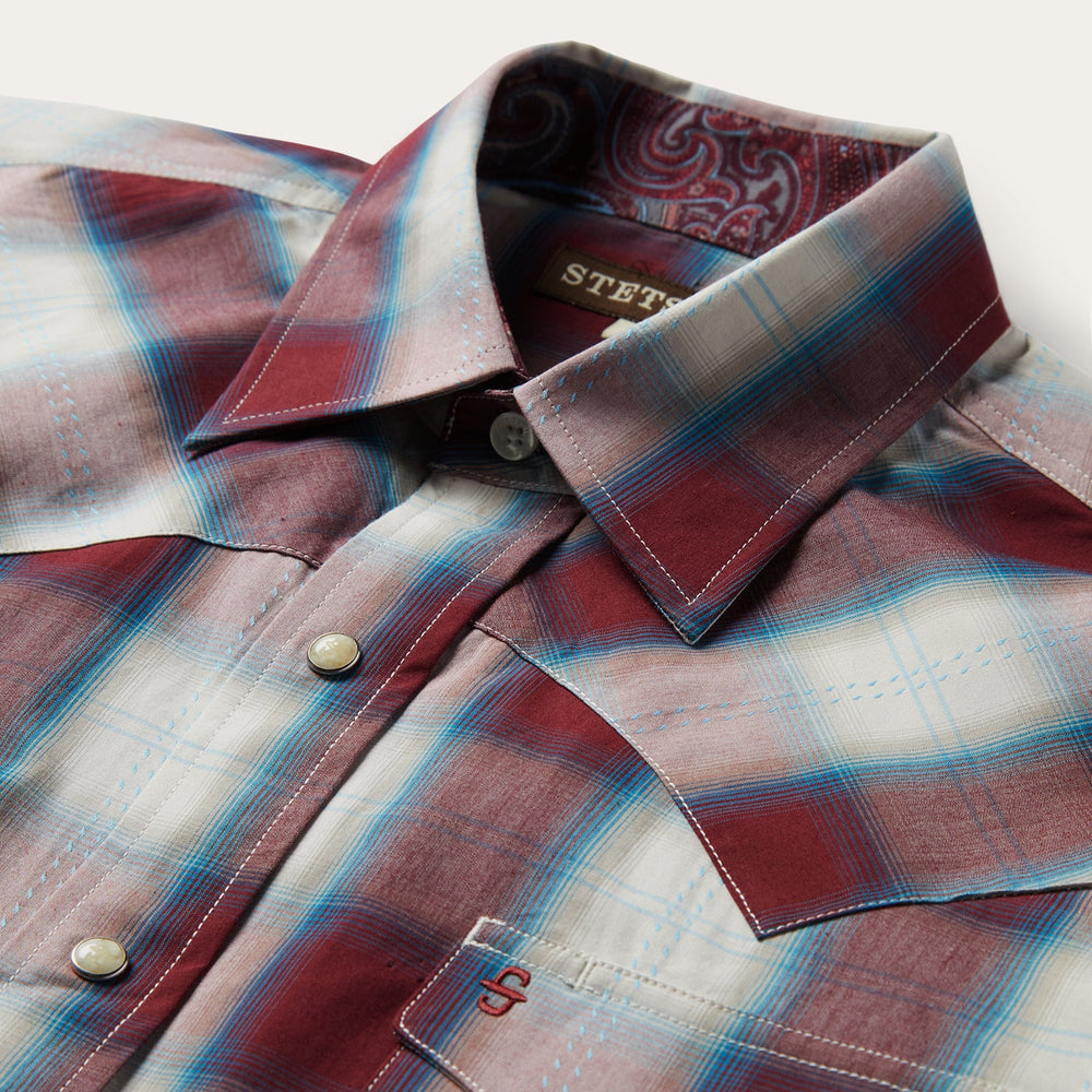 Wine Plaid Shirt Wine | Stetson Men