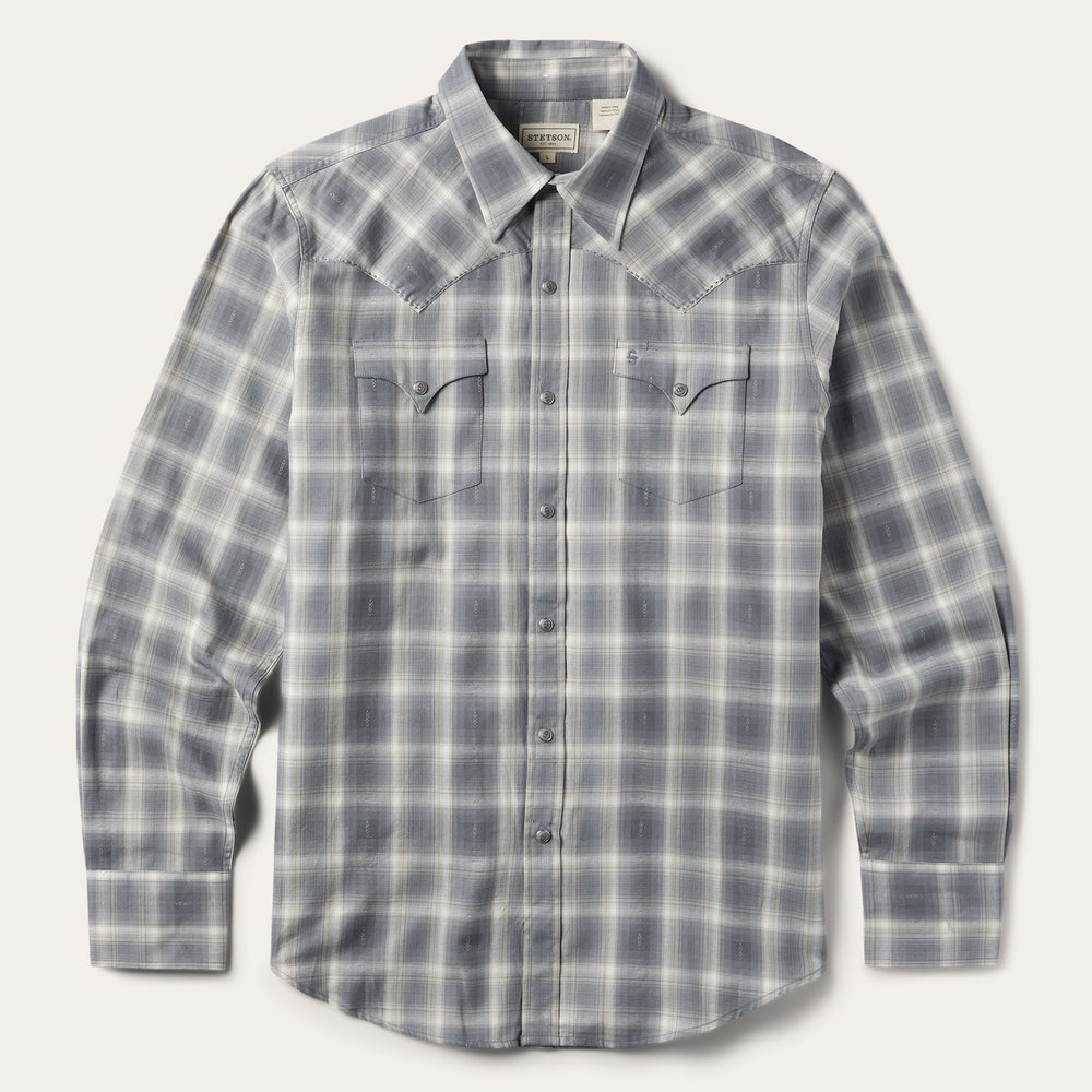 Dobby Twill Plaid Shirt Brown | Stetson Men