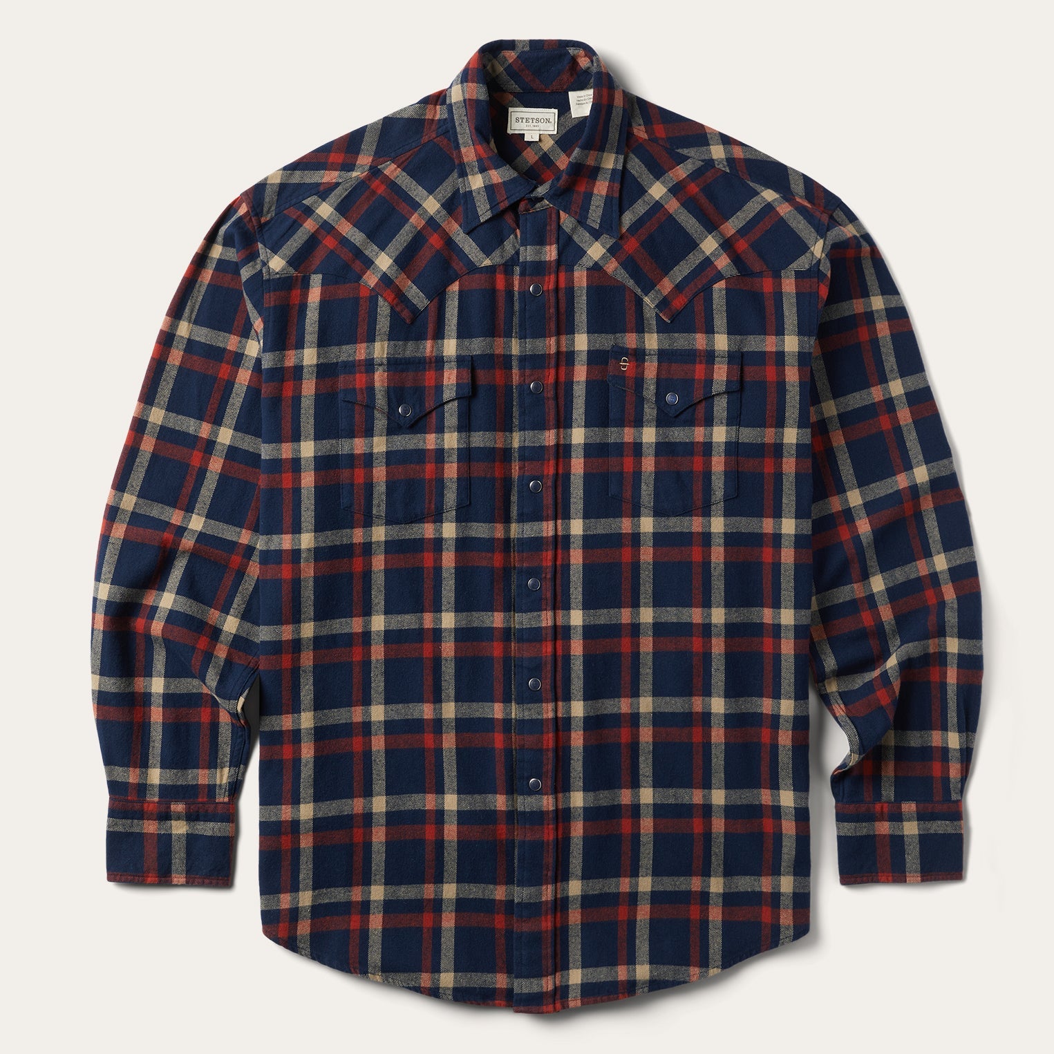 Brushed Twill Plaid Shirt Blue | Stetson Men
