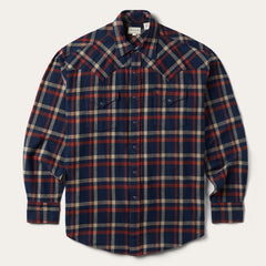 Brushed Twill Plaid Shirt Blue | Stetson Men