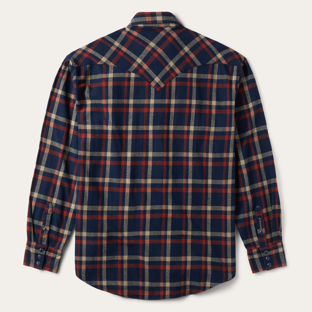 Brushed Twill Plaid Shirt Blue | Stetson Men