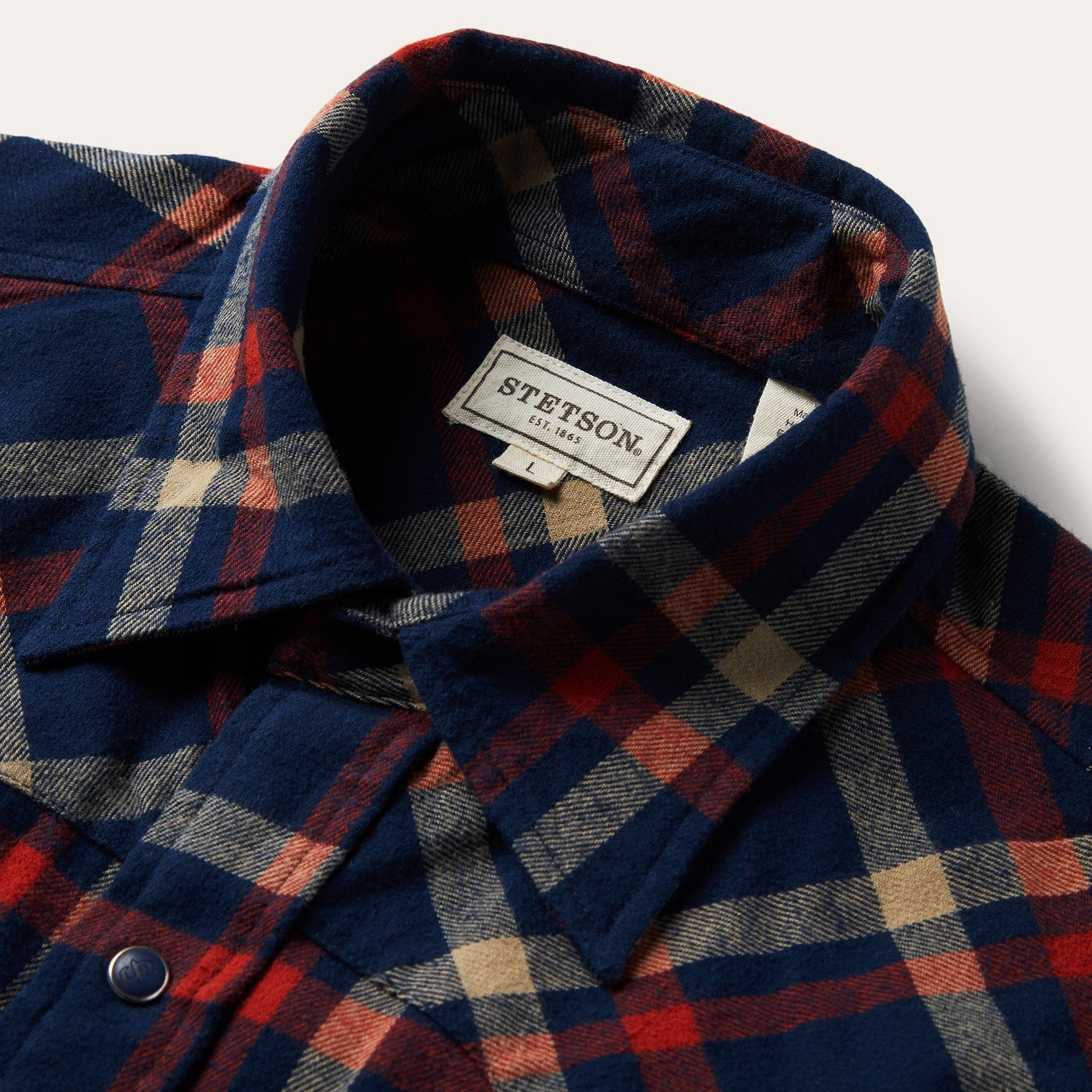 Brushed Twill Plaid Shirt Blue | Stetson Men
