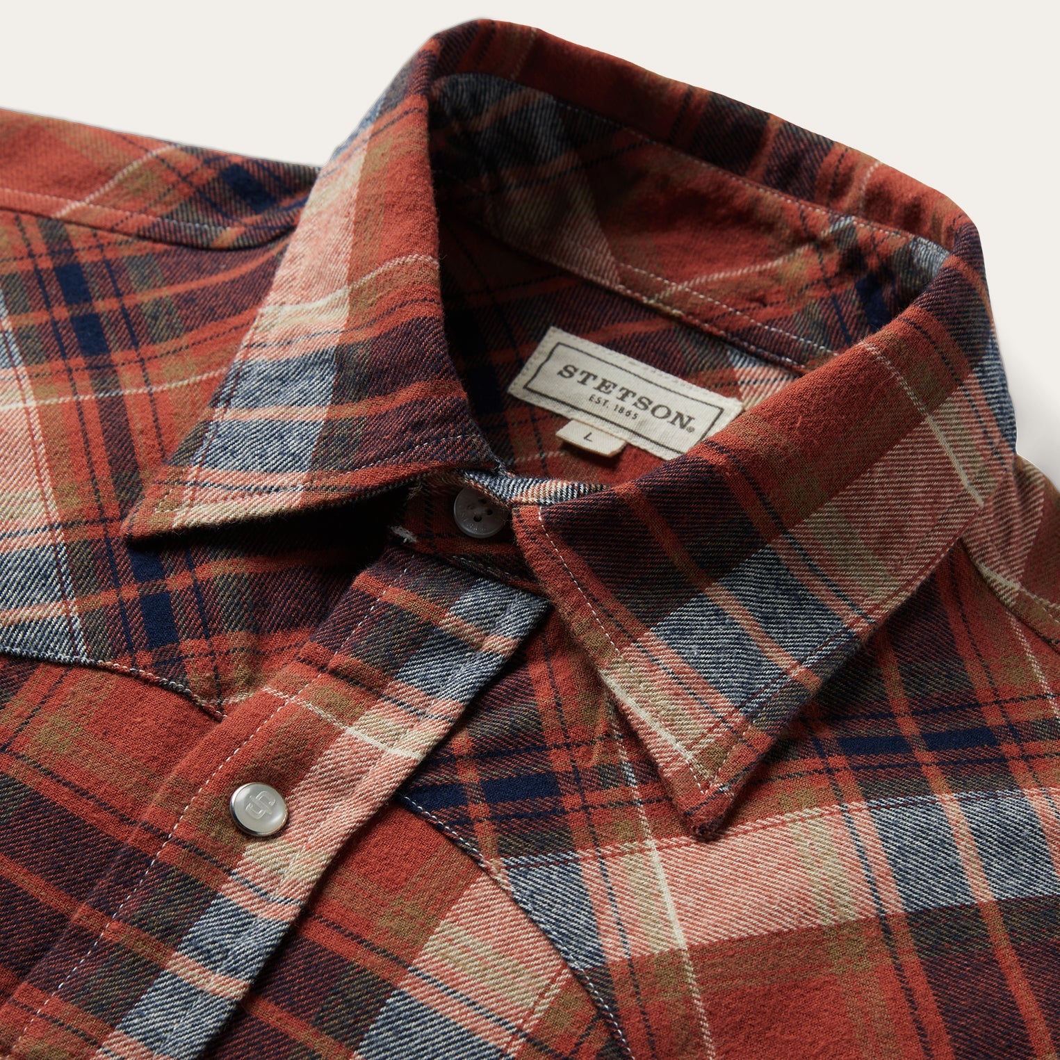 Brushed Twill Plaid Shirt Orange | Stetson Men