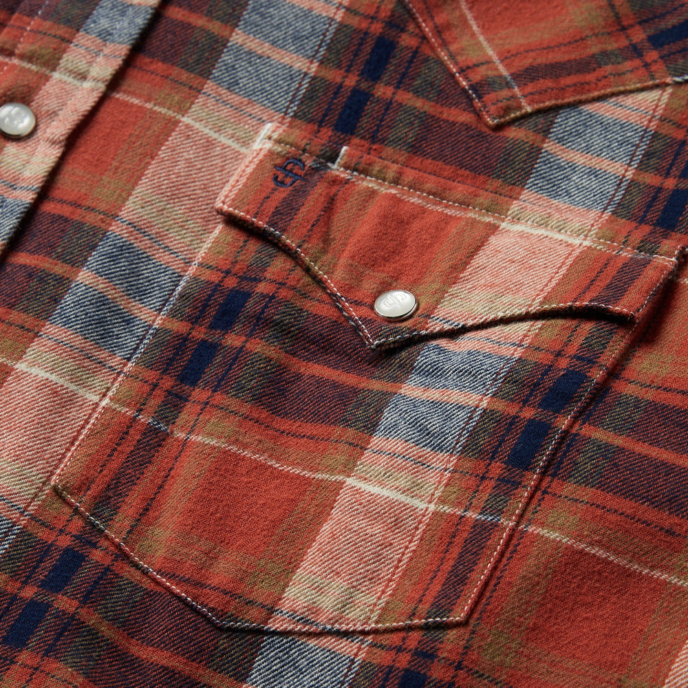 Brushed Twill Plaid Shirt Orange | Stetson Men