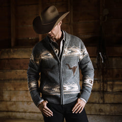 Longhorn Cardigan Grey | Stetson Men