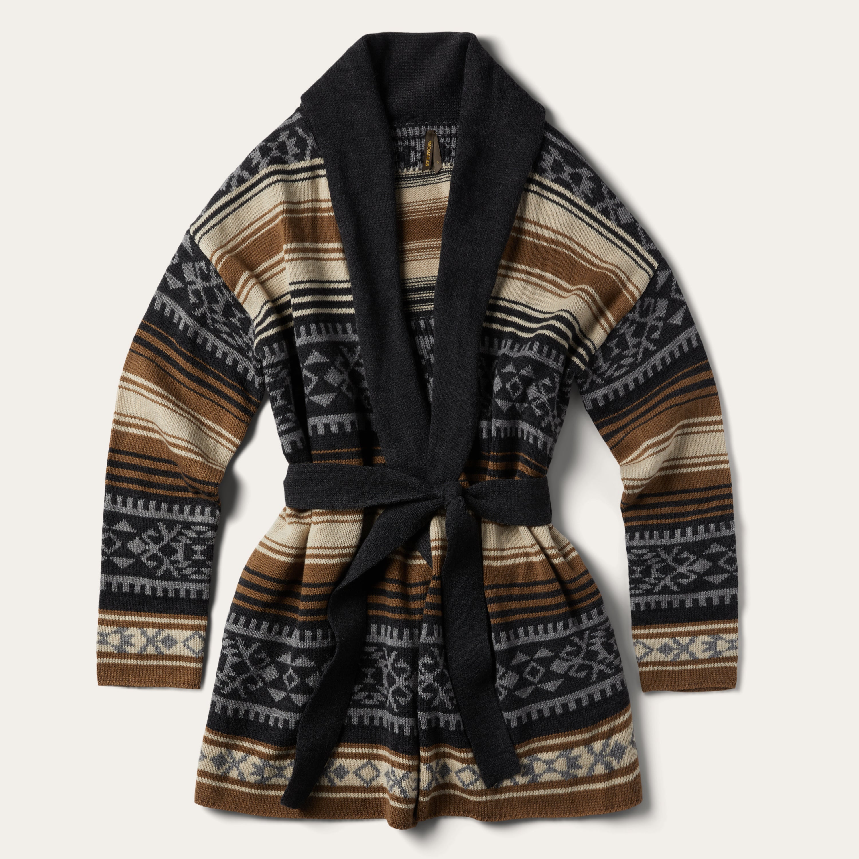 Brown Serape Belted Cardigan Brown | Stetson Women