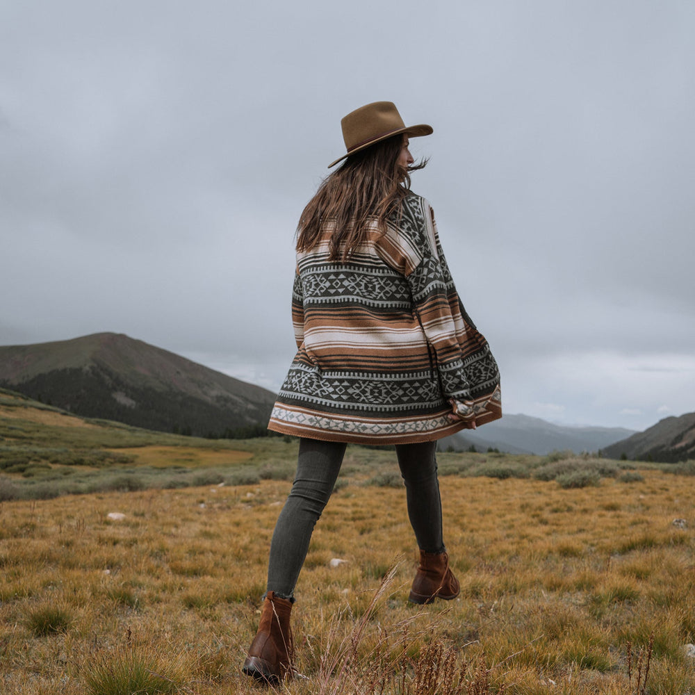 Brown Serape Belted Cardigan Brown | Stetson Women