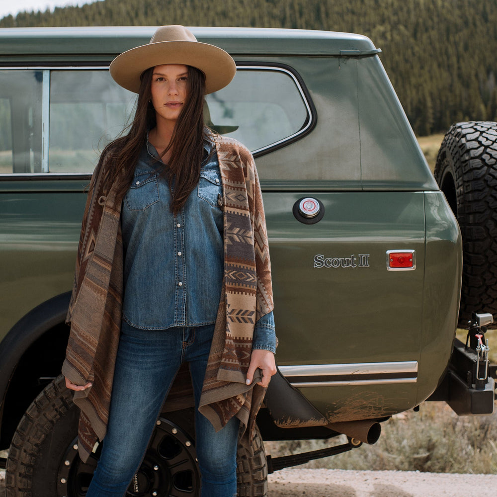 Aztec Print Sweater Poncho Multi | Stetson Women