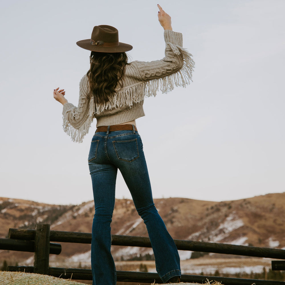 Cream Fringed Cardigan Tan | Stetson Women