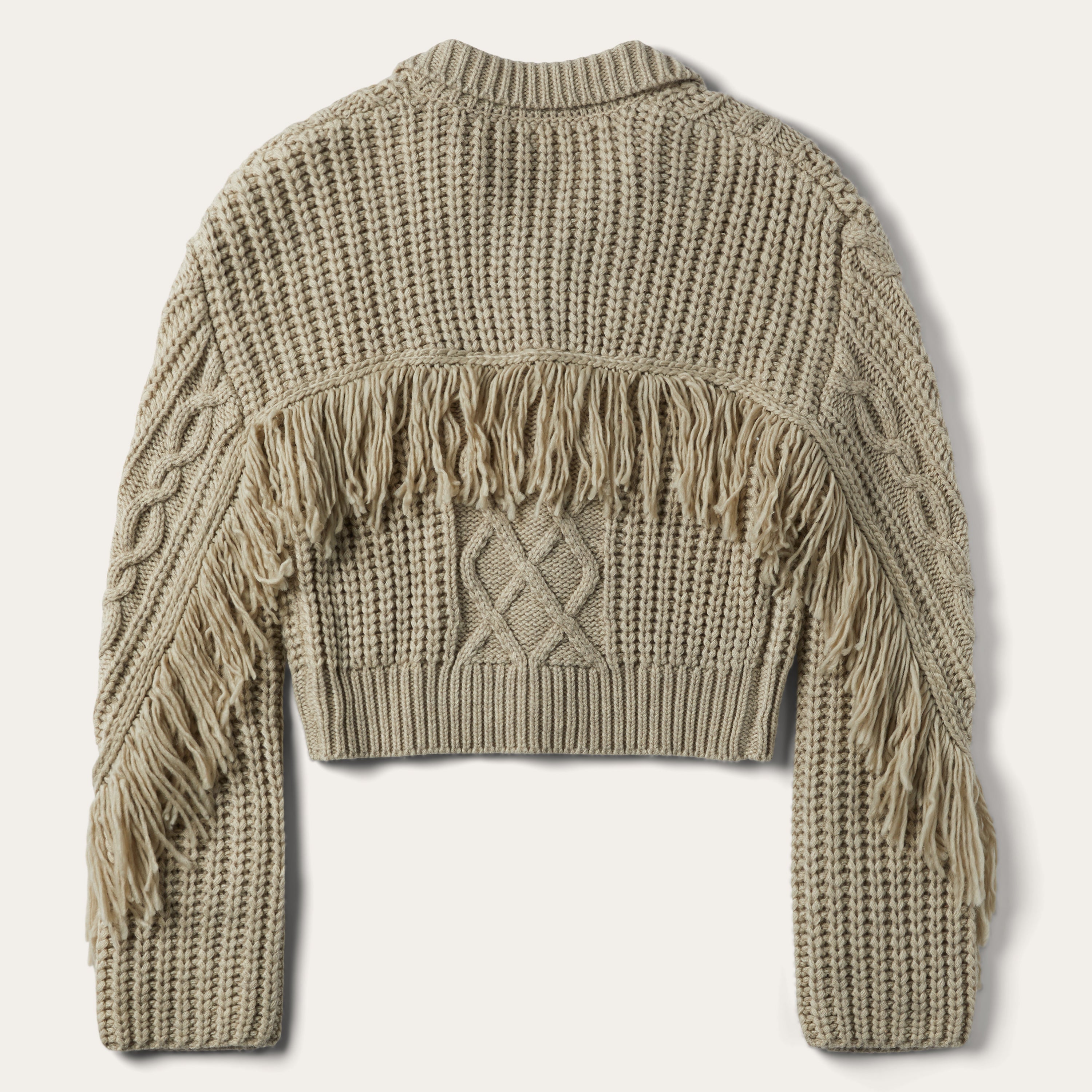 Cream Fringed Cardigan Tan | Stetson Women
