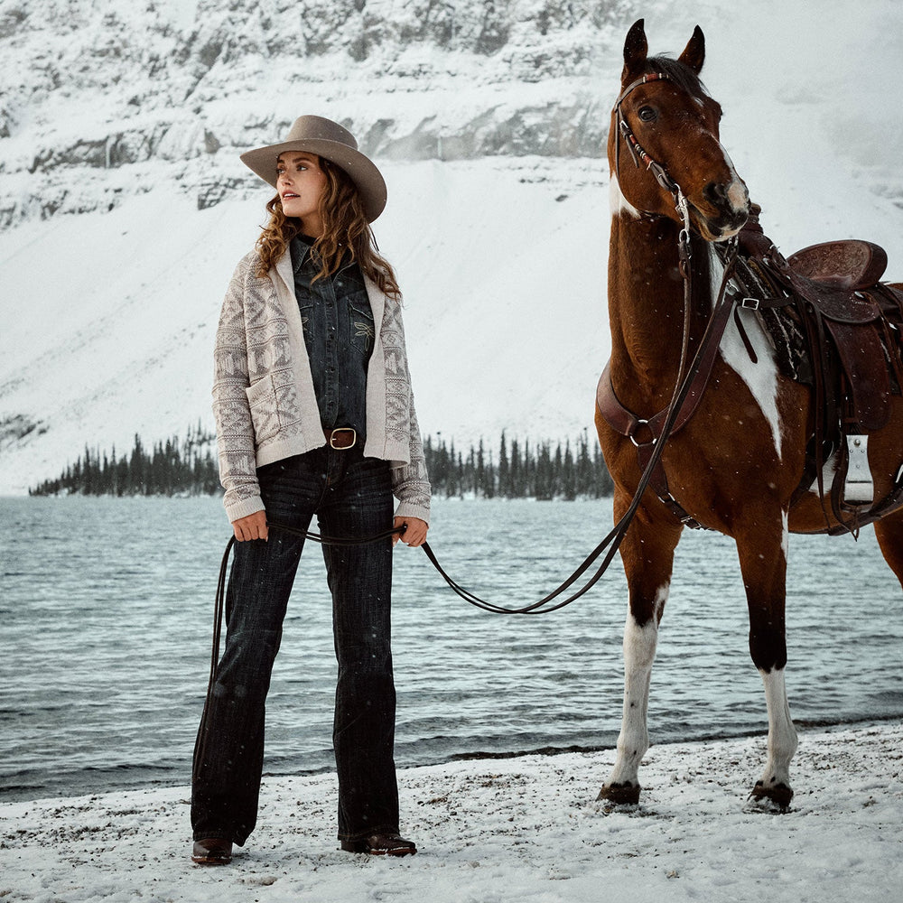 Cropped Shawl Collar Cardigan Brown | Stetson Women