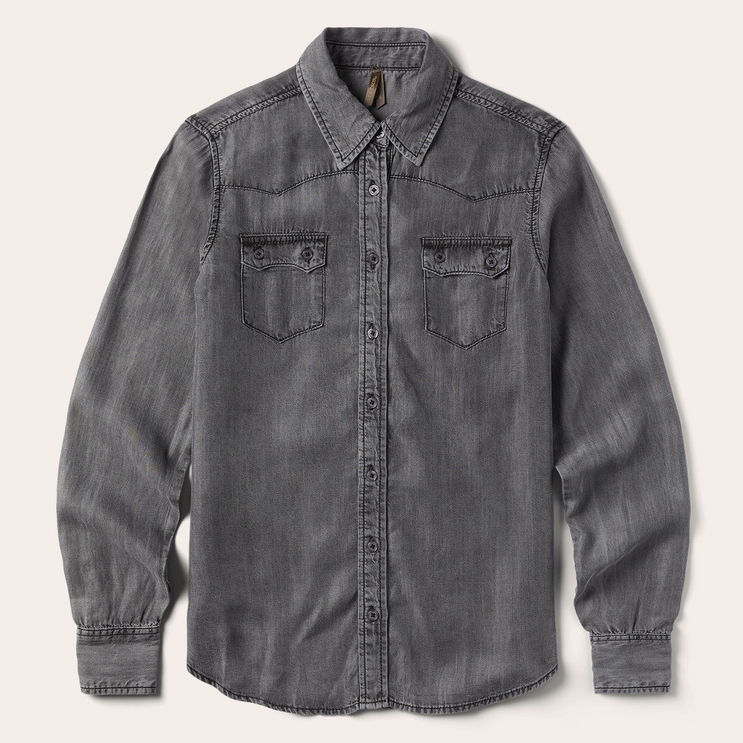 Boyfriend Fit Denim Shirt Washed Black | Stetson Women