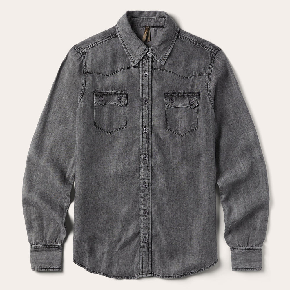 Boyfriend Fit Denim Shirt Washed Black | Stetson Women