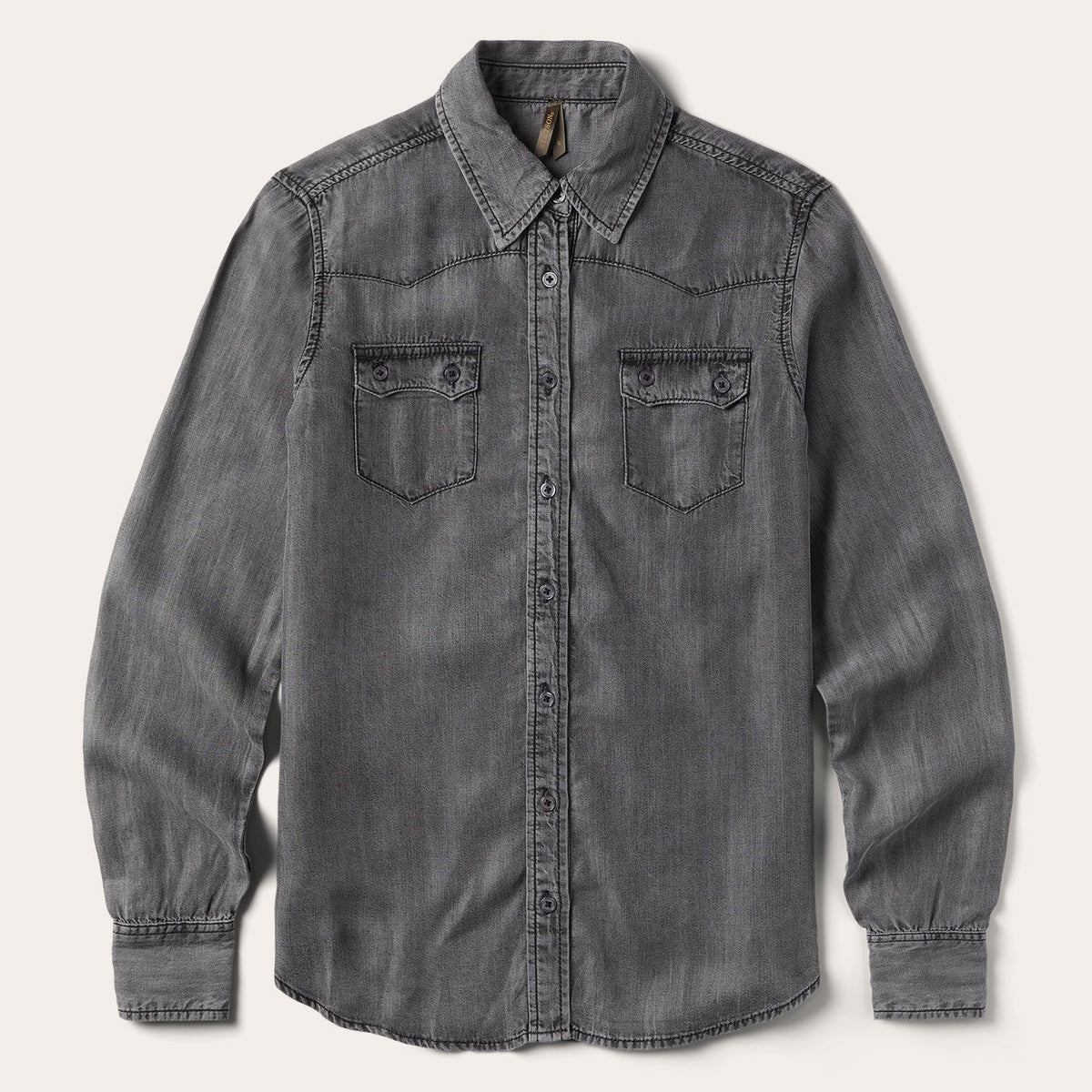 Boyfriend Fit Denim Shirt Washed Black | Stetson Women