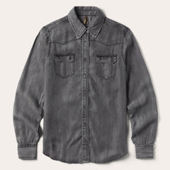 Boyfriend Fit Denim Shirt Washed Black | Stetson Women