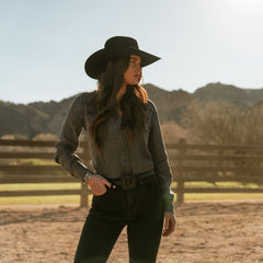 Boyfriend Fit Denim Shirt Washed Black | Stetson Women