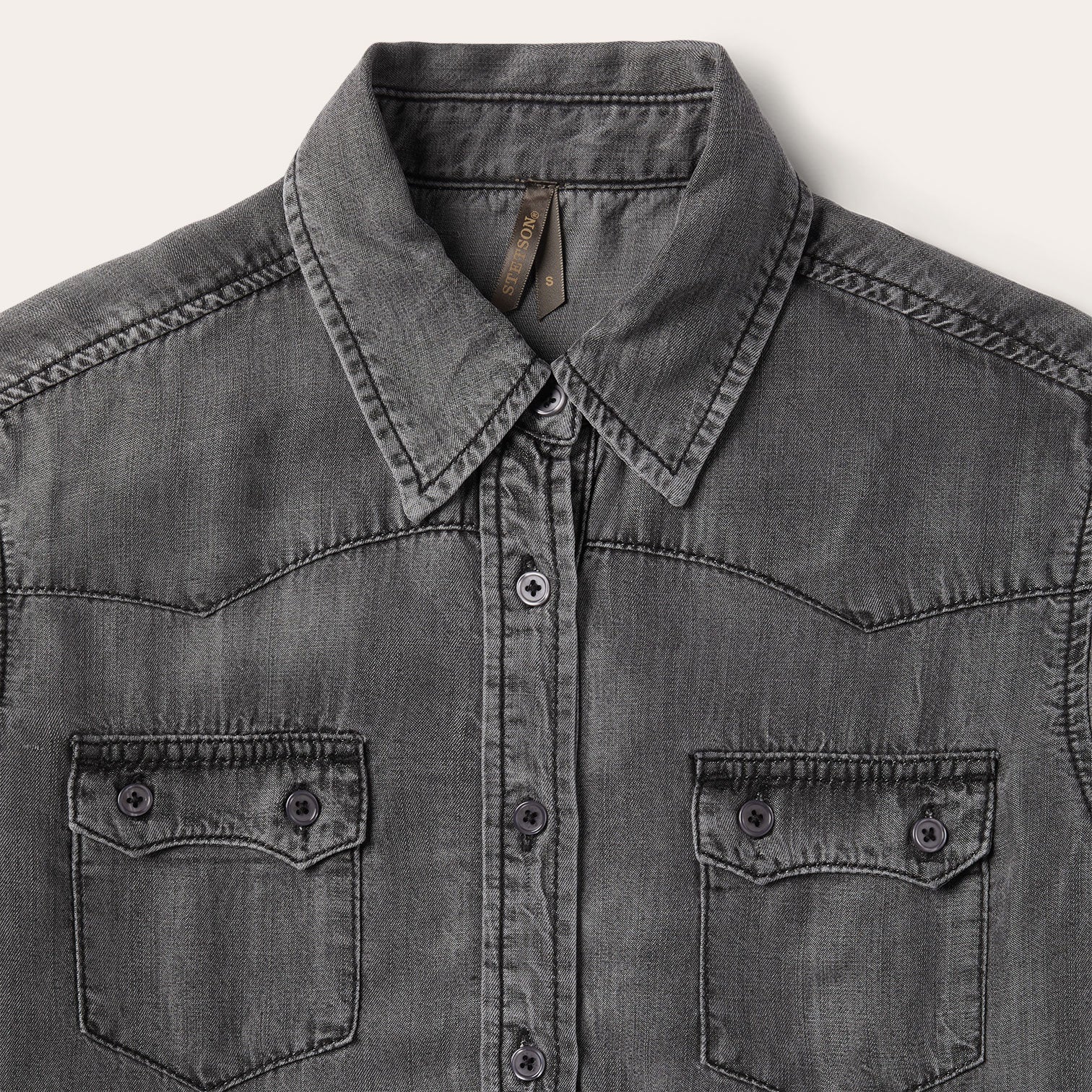 Boyfriend Fit Denim Shirt Washed Black | Stetson Women