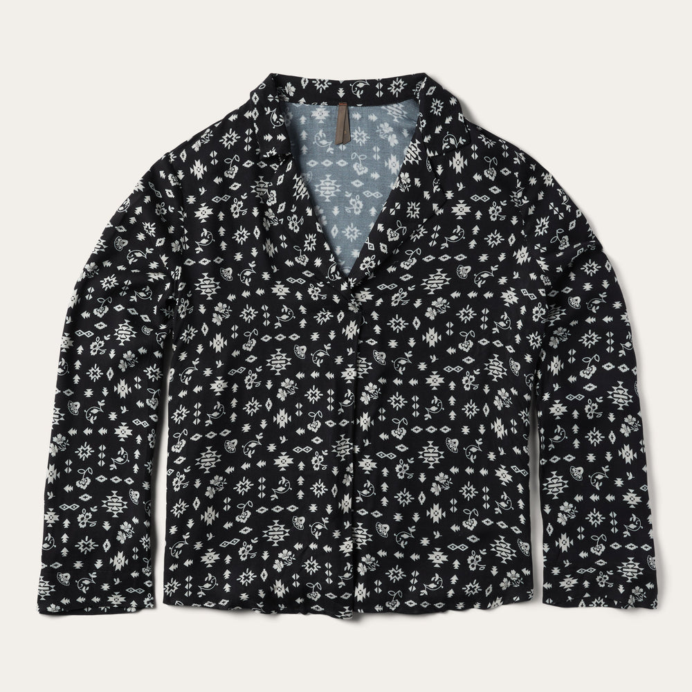 Southwestern Ditzy Print Blouse Black | Stetson Women