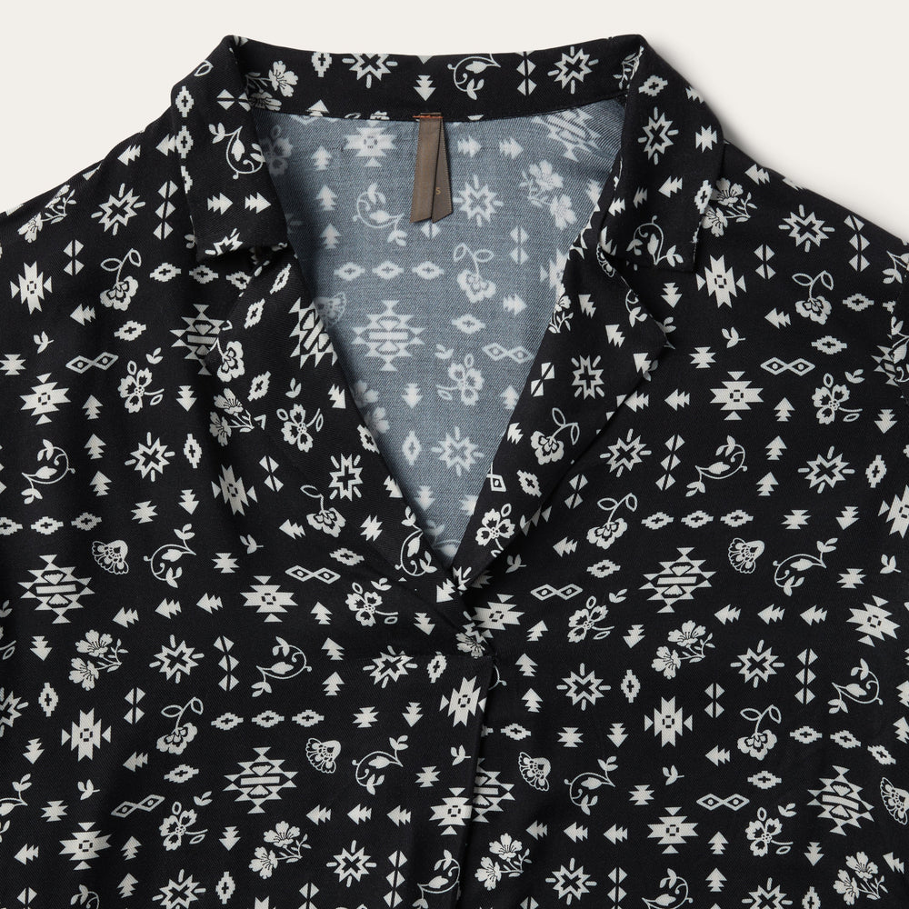 Southwestern Ditzy Print Blouse Black | Stetson Women