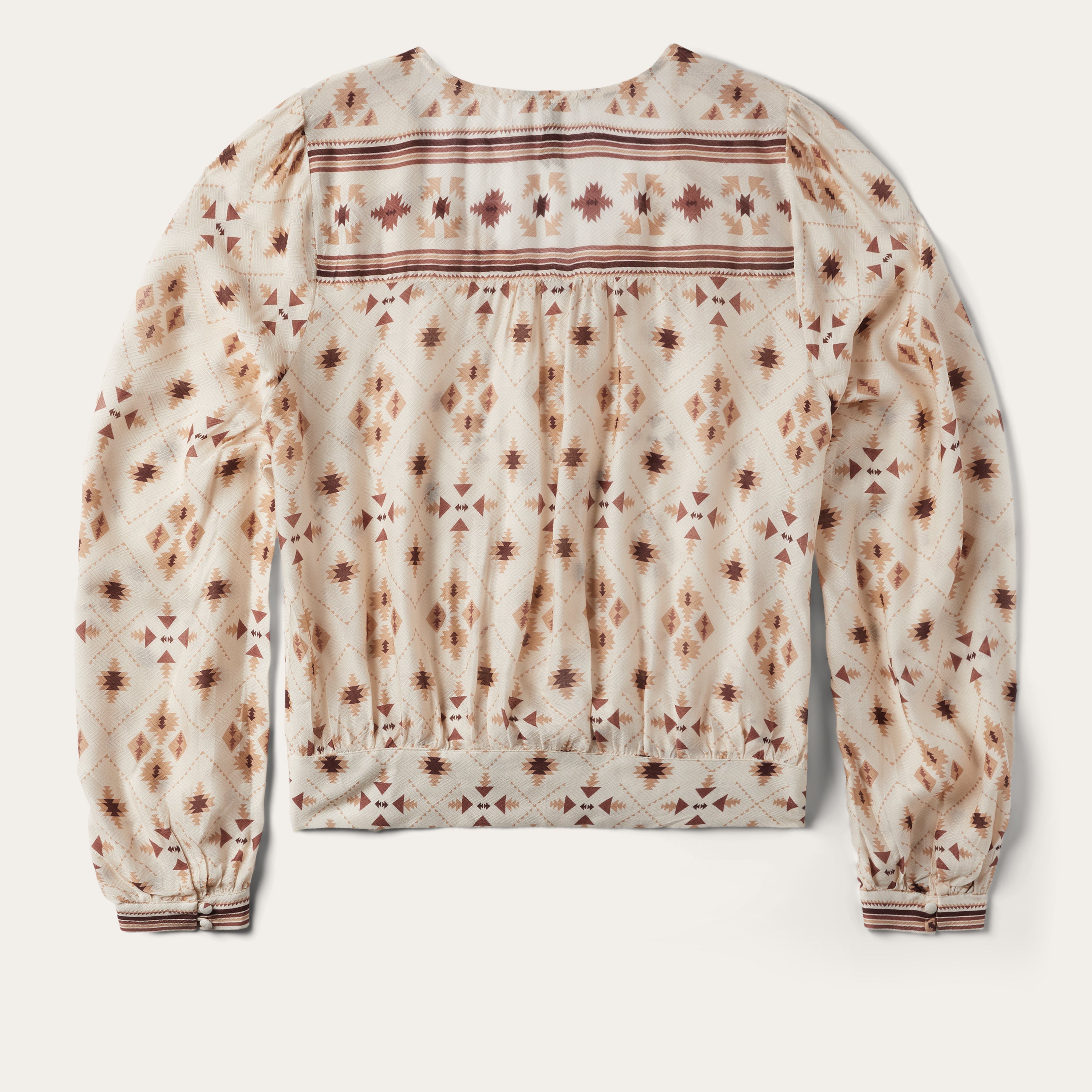 Gaucho Print Herringbone Blouse White | Stetson Women