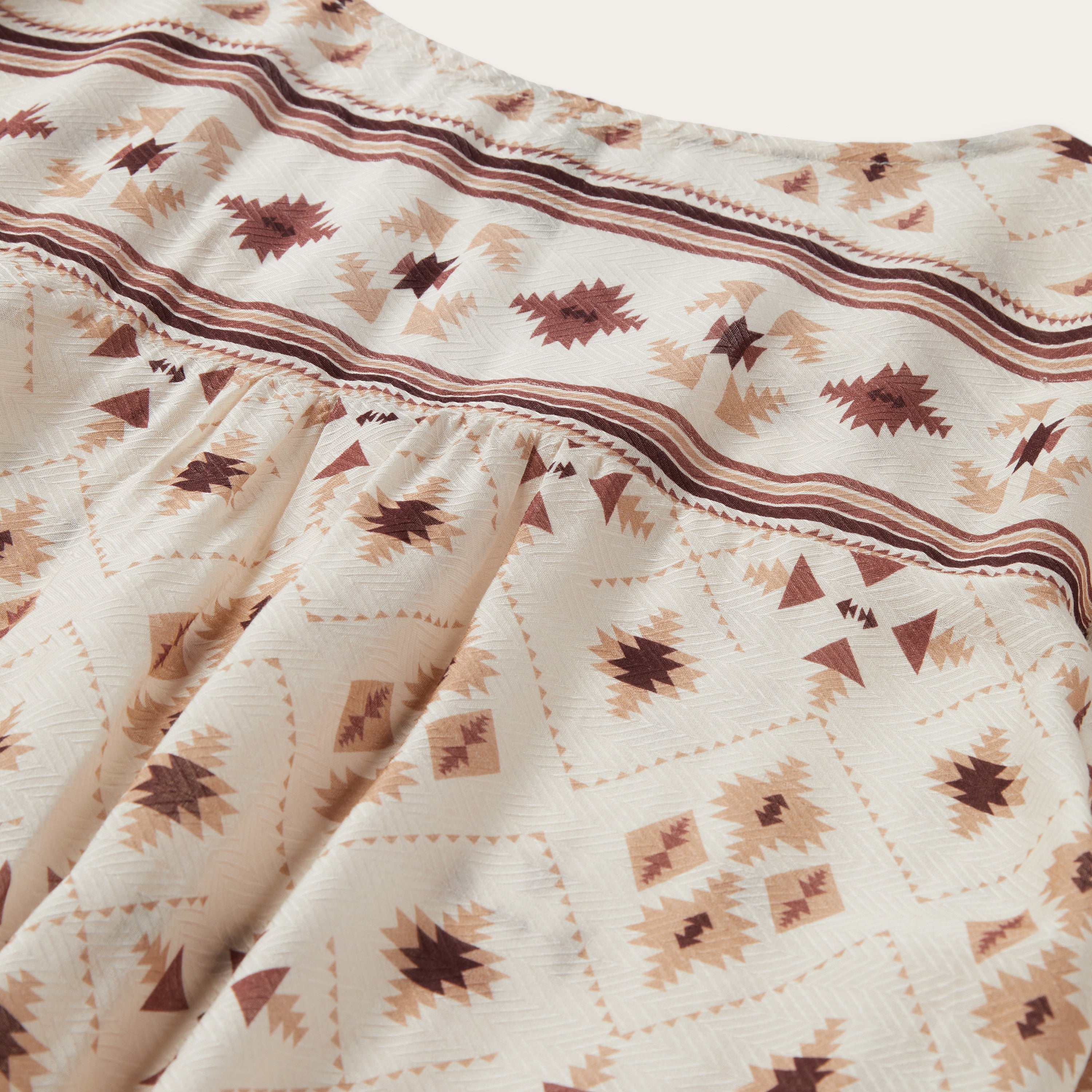 Gaucho Print Herringbone Blouse White | Stetson Women