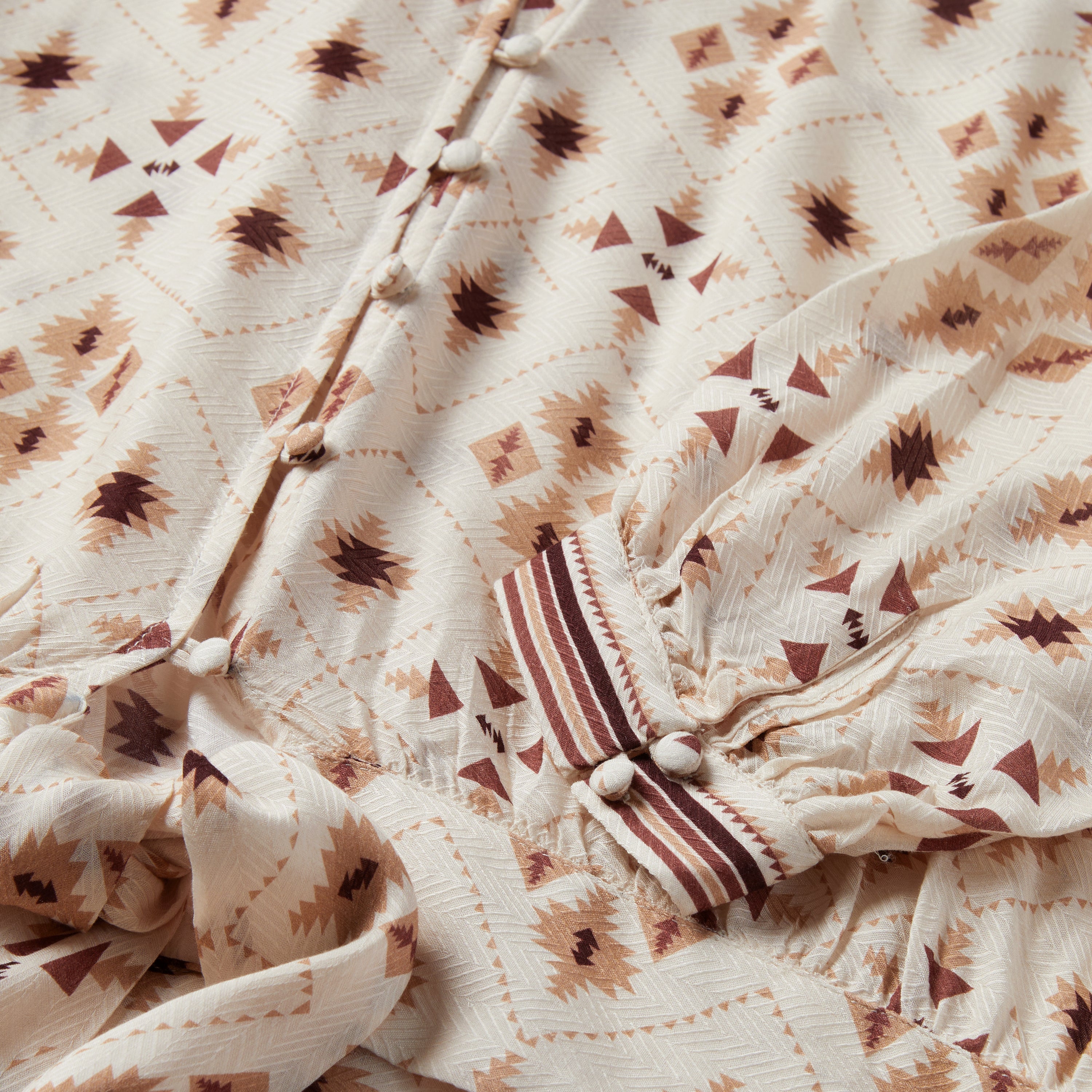 Gaucho Print Herringbone Blouse White | Stetson Women