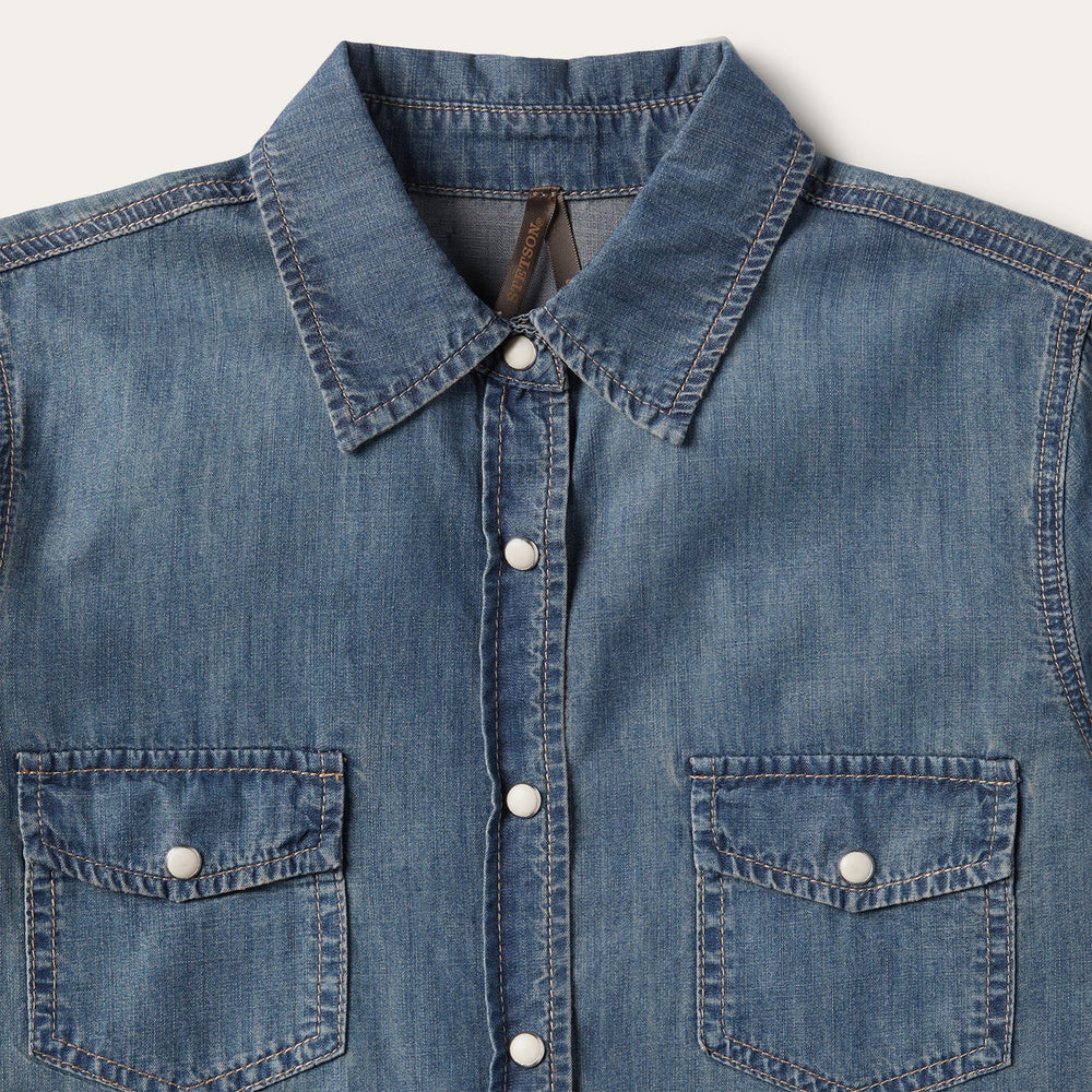 Boyfriend Fit Denim Shirt Blue | Stetson Women