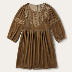 Khaki Velvet Babydoll Dress Copper | Stetson Women