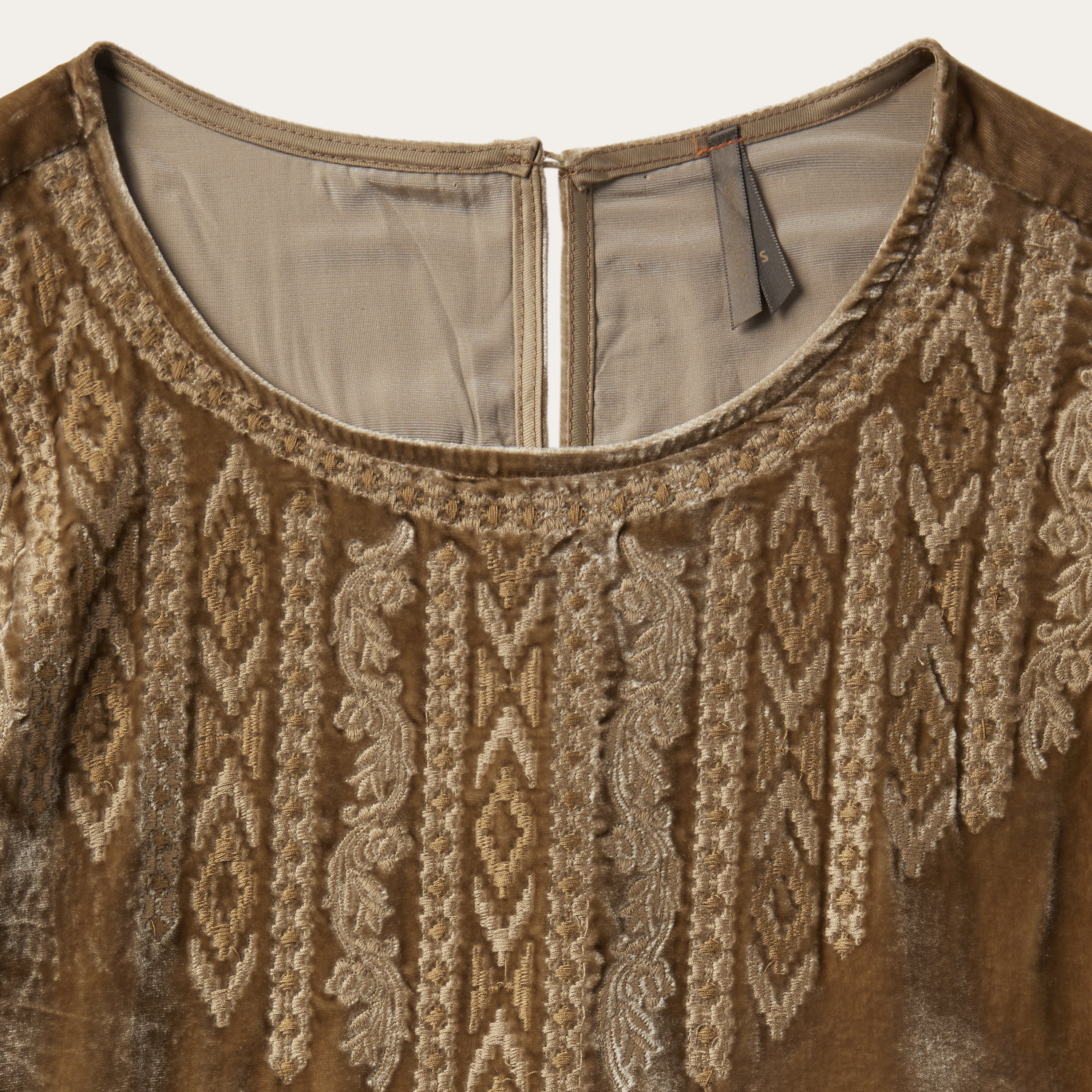 Khaki Velvet Babydoll Dress Copper | Stetson Women