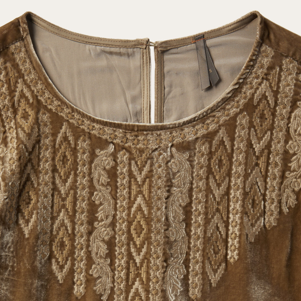 Khaki Velvet Babydoll Dress Copper | Stetson Women