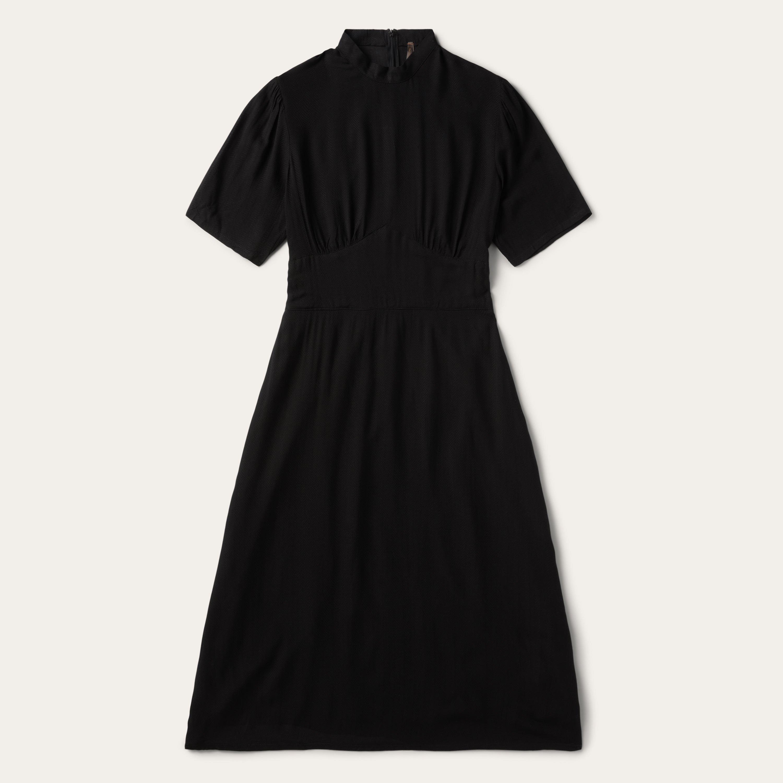 Black Herringbone Twill Midi Dress Black | Stetson Women